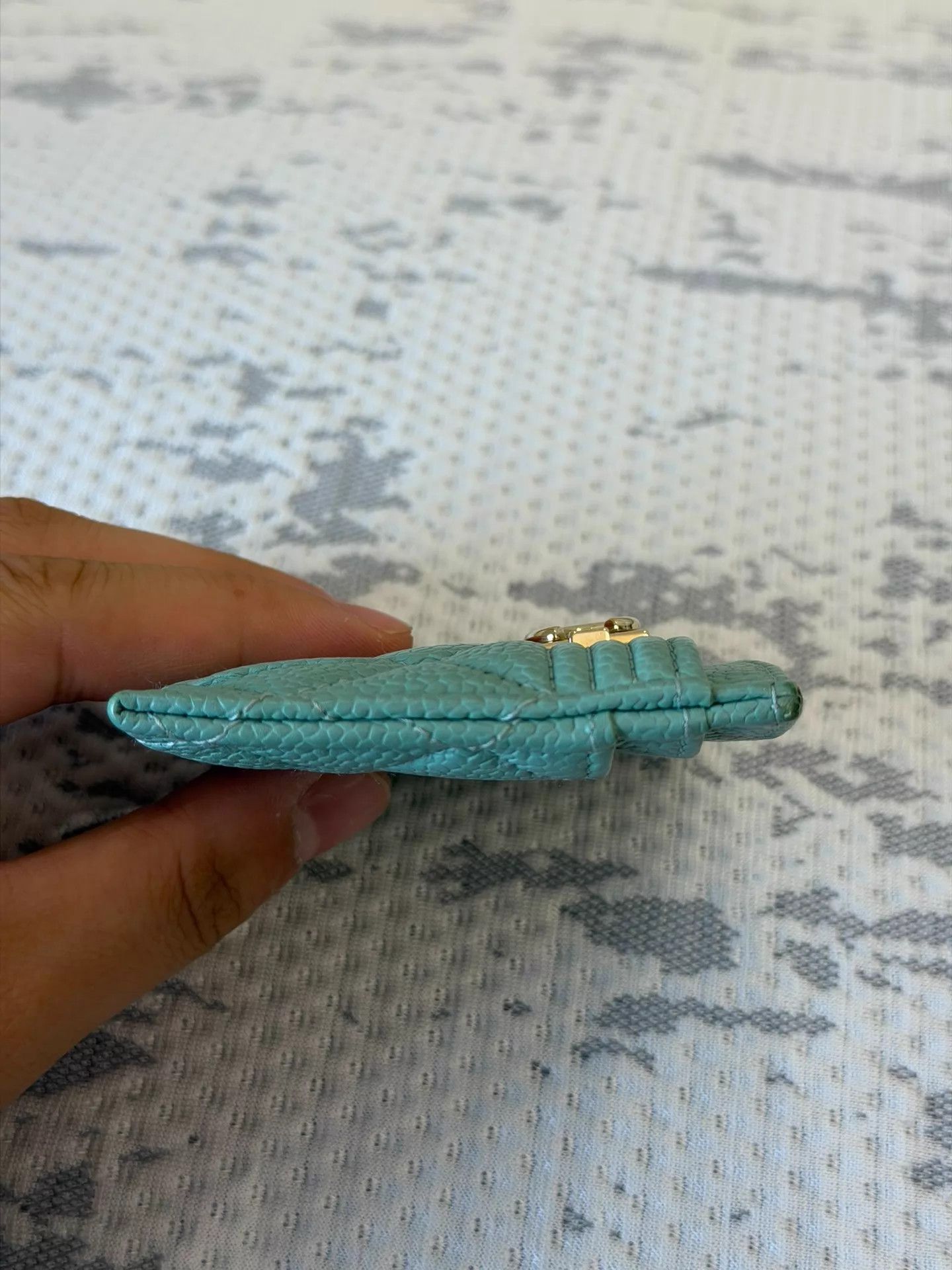 Chanel CHANEL Quilted Litchi Calf Wallet Blue 10x7.5cm Size ONE SIZE - 7 Thumbnail