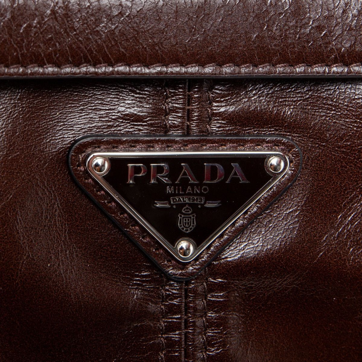 Prada Bonnie Extra Large Leather Bag Dark Brown Size ONE SIZE - 10 Thumbnail