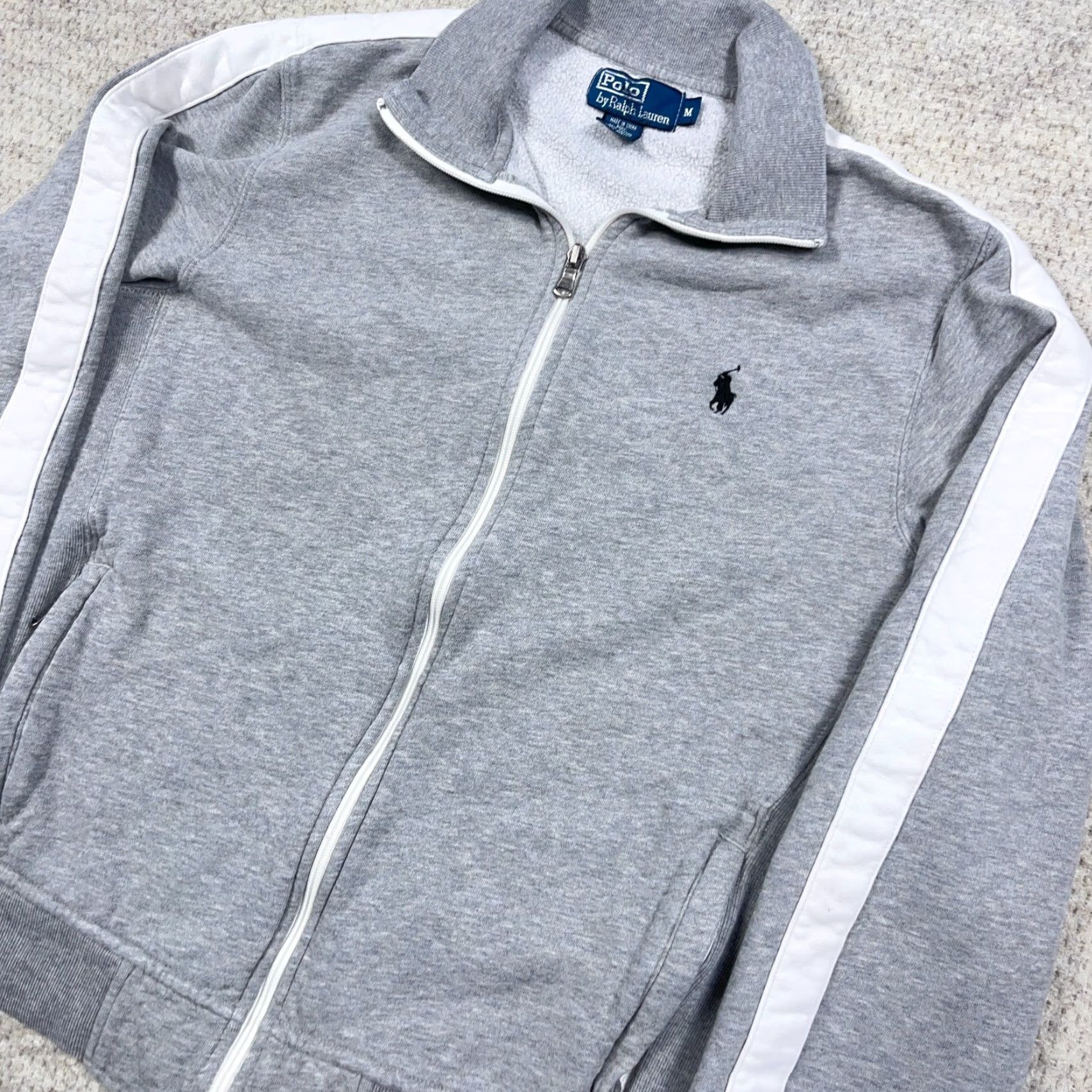 Polo Ralph Lauren VINTAGE Polo Ralph Lauren Jacket Men Medium Gray Full Zip Track Suit Sweatshirt Heather Size US L / EU 52-54 / 3 - 3 Thumbnail