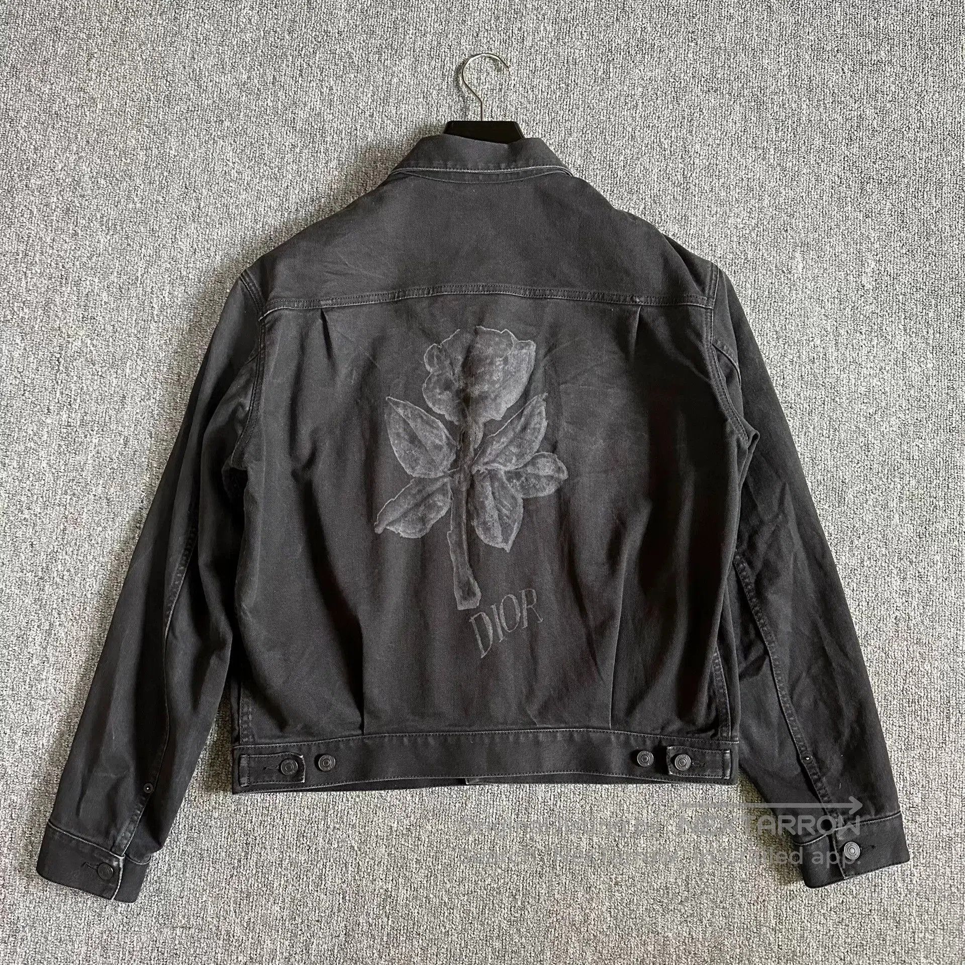 Dior Dior Black Distressed Back Floral Denim Jacket. Size US L / EU 52-54 / 3 - 3 Thumbnail