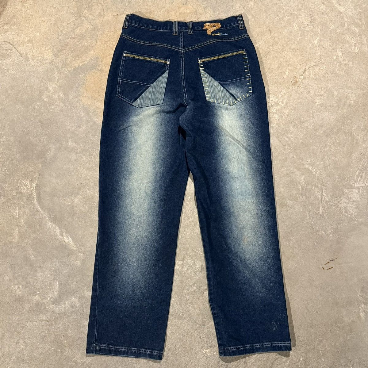 Vintage Vtg 2000s Raw Blue Faded Patchwork Baggy Jeans Y2K JNCO Size US 34 / EU 50 - 9 Thumbnail