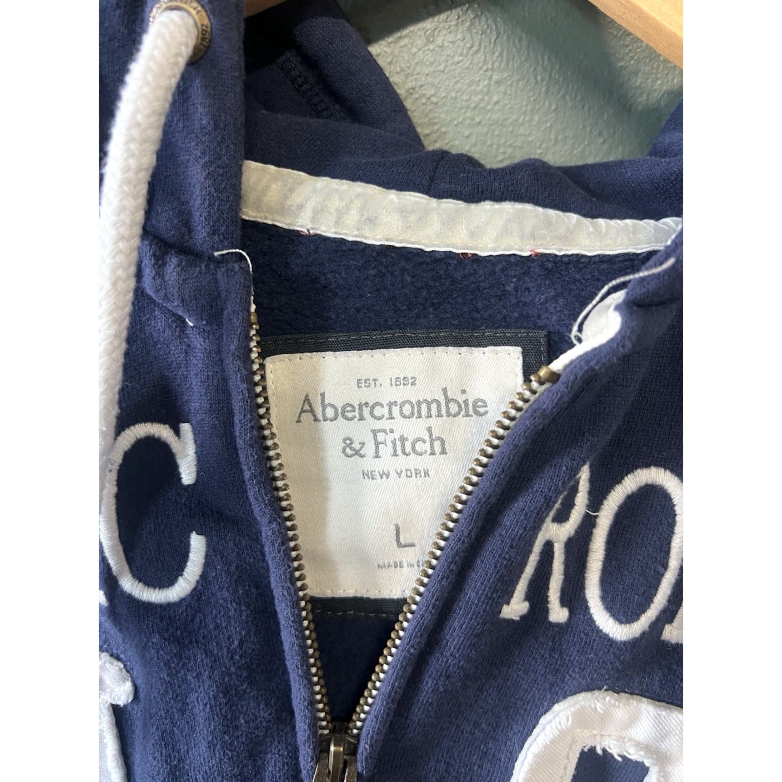 Abercrombie & Fitch Abercrombie & Fitch Womens Sweatshirt Full Zip Hooded Blue Stitched Logo Size L Size L / US 10 / IT 46 - 3 Thumbnail