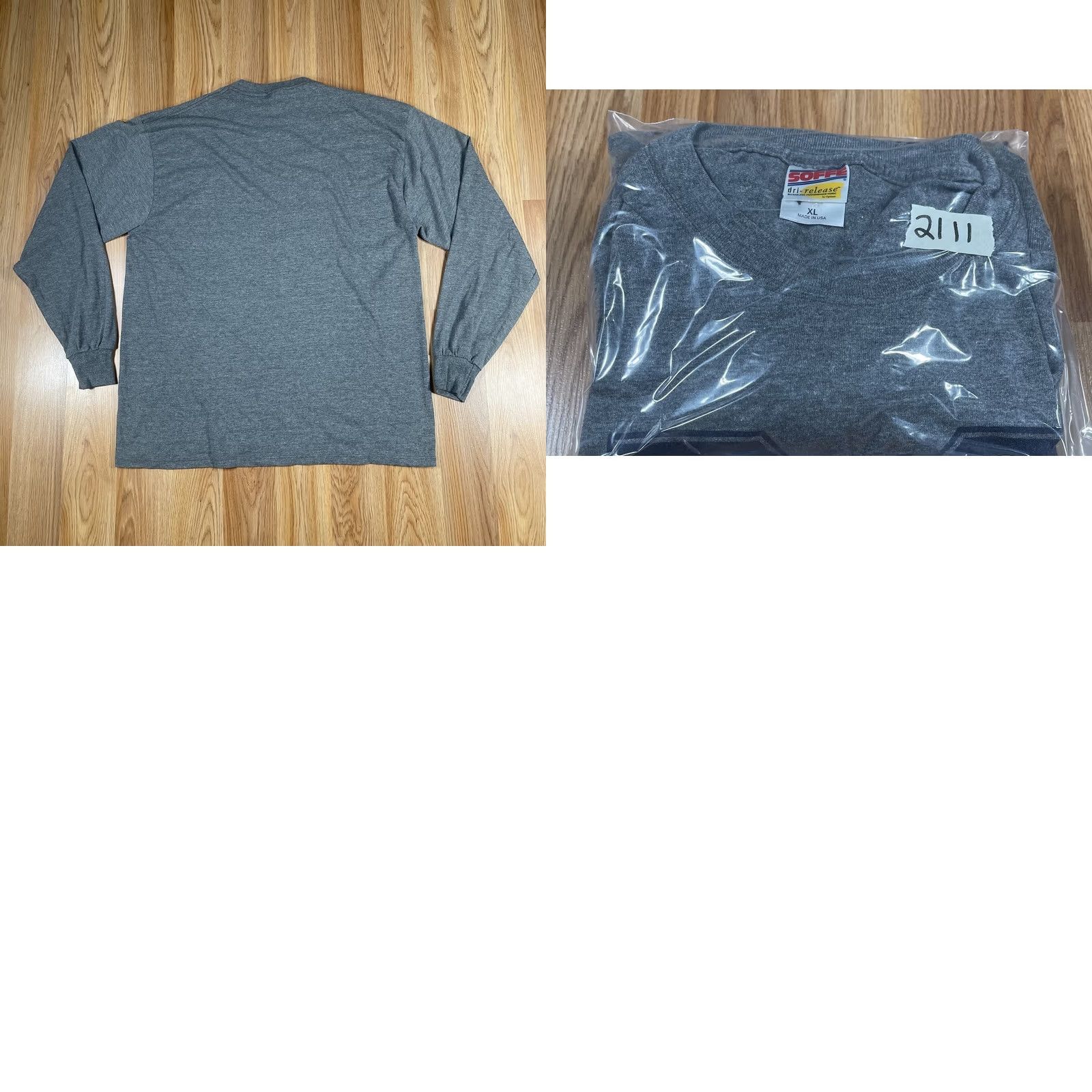 Soffe VTG Soffe T-Shirt Mens XL Gray Long Sleeve Cotton Polyester CrewNeck M Hockey CCM Size US XL / EU 56 / 4 - 9 Thumbnail
