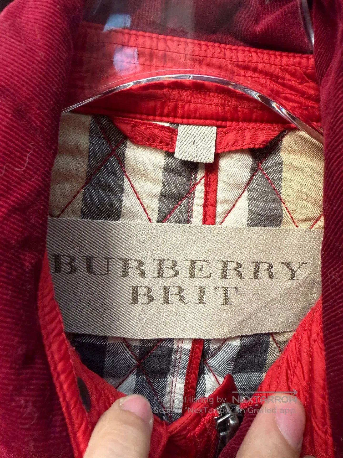Burberry Burberry Brit Red Quilted Cotton Jacket. Size US L / EU 52-54 / 3 - 3 Thumbnail