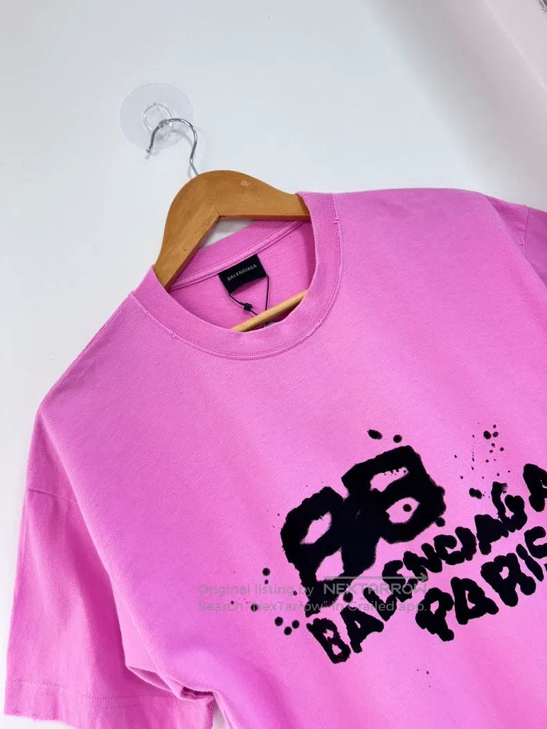 Balenciaga Balenciaga Pink Double B Splatter Graffiti Short Sleeve Size US XS / EU 42 / 0 - 3 Thumbnail