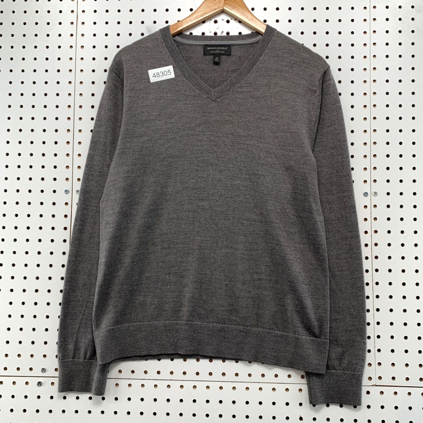 Banana Republic Banana Republic Sweater Mens V-Neck 100% Merino Wool Lightweight Gray Pullover Knit Shirt Size US M / EU 48-50 / 2 - 2 Thumbnail