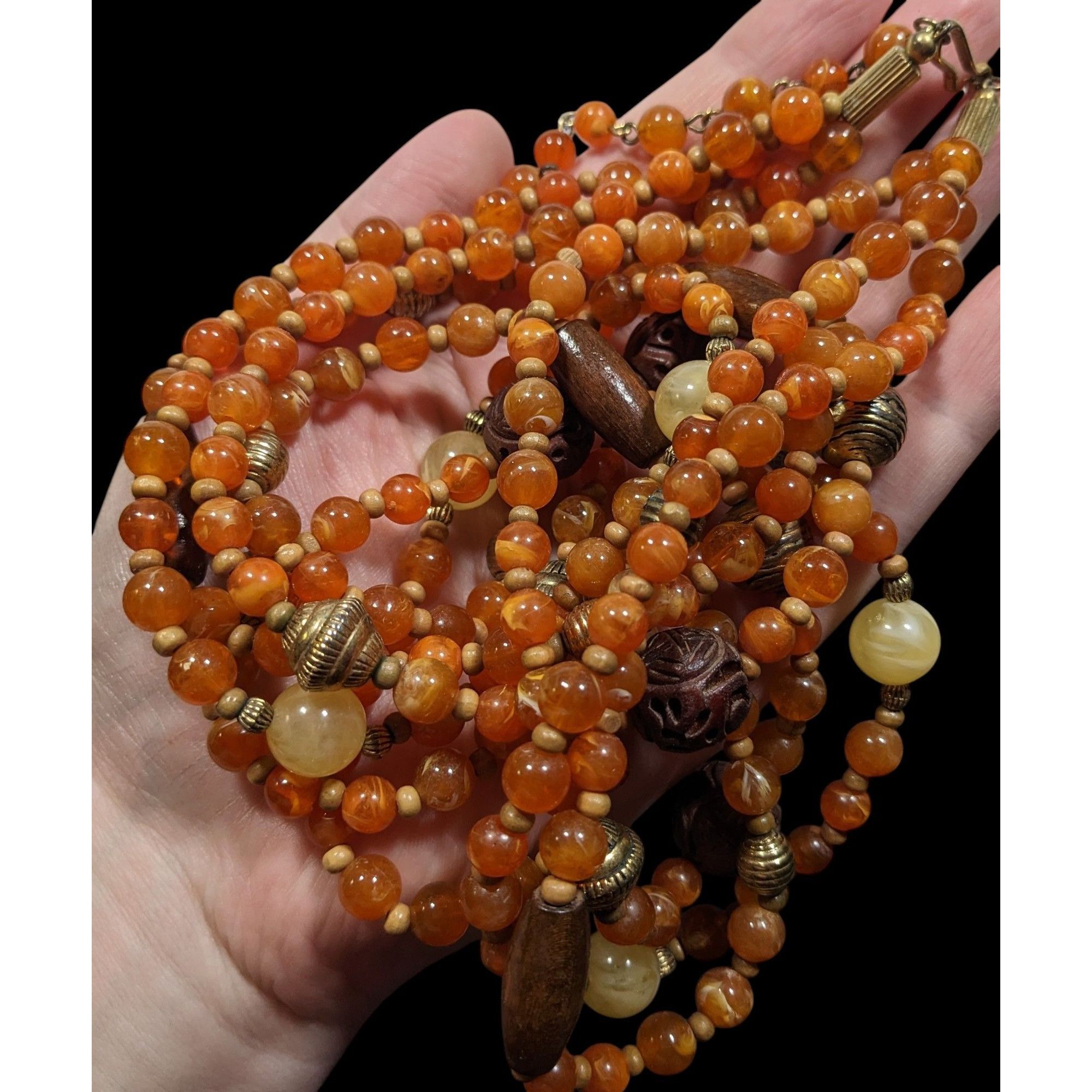 Other Vintage Bohemian Hippie Layered Necklace With Orange And Bro Size ONE SIZE - 3 Thumbnail