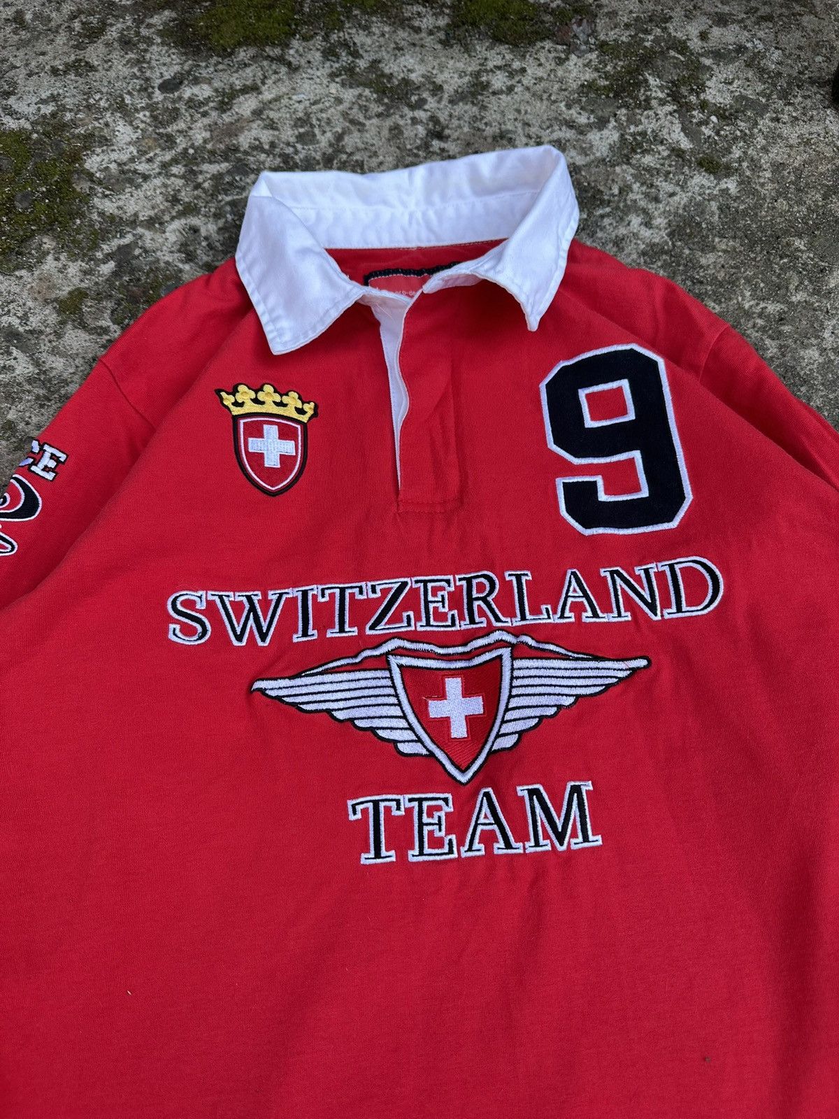 Rugby Ralph Lauren × Vintage Vintage Swiss Bull Switzerland Team Rugby Longsleeve #9 Rare Size US S / EU 44-46 / 1 - 3 Thumbnail