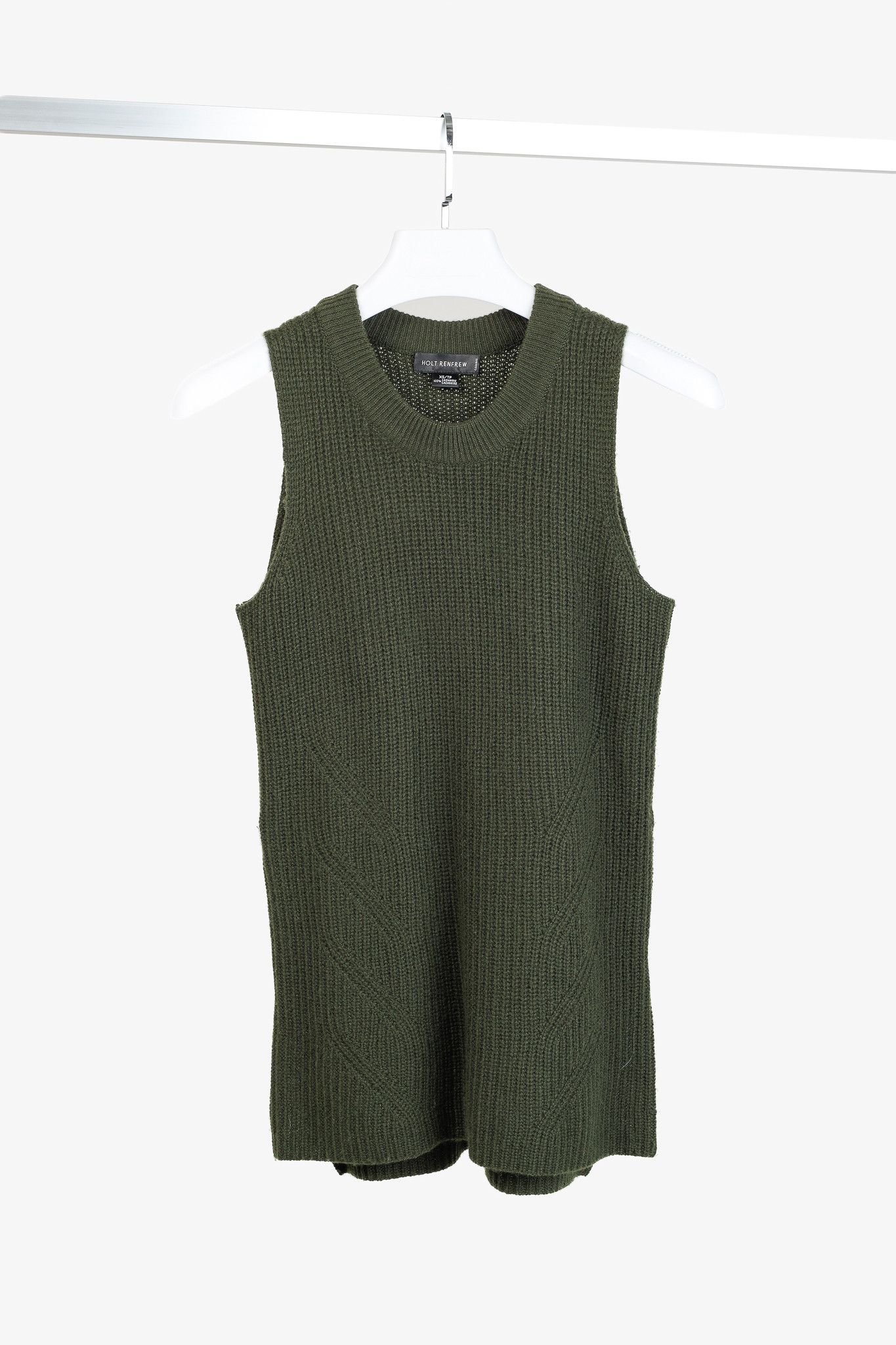 Holt Renfrew Holt Renfrew Green Cashmere Side-Zipper Sweater Vest Size XS / US 0-2 / IT 36-38 - 1 Thumbnail
