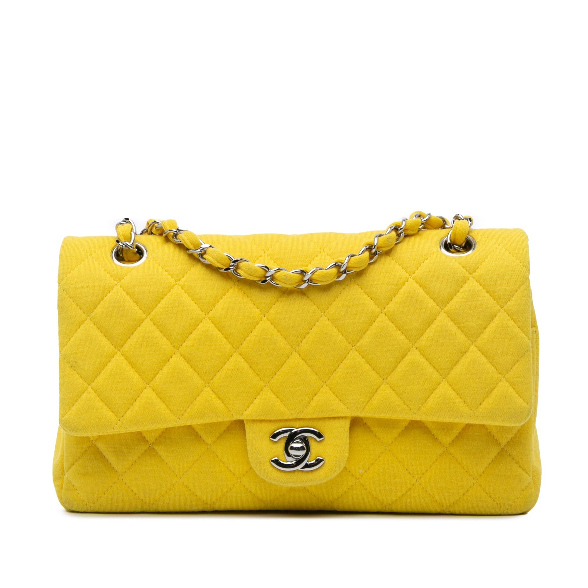 Chanel Chanel Medium Classic Jersey Double Flap Yellow Size ONE SIZE - 1 Thumbnail