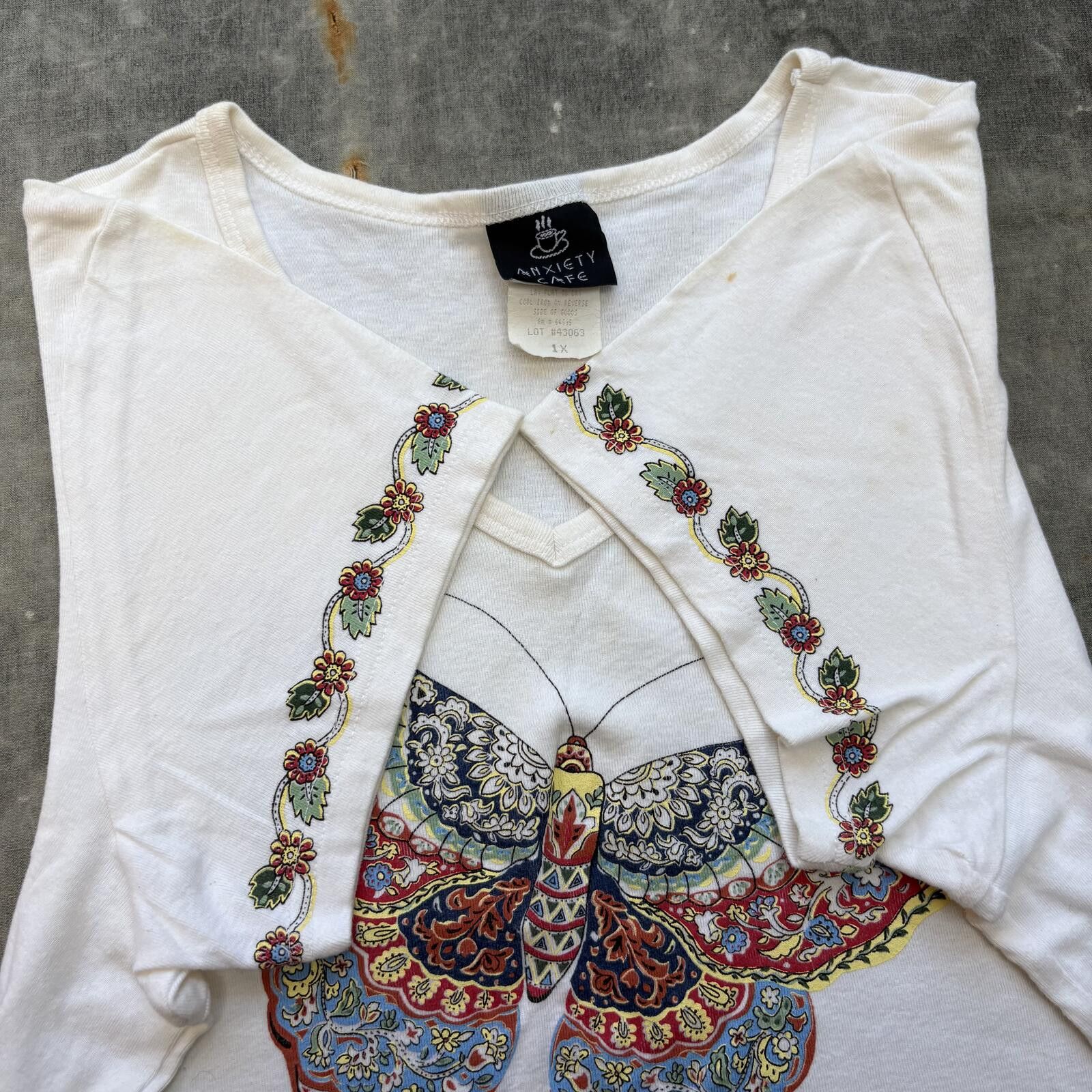 Vintage Vintage 90s Floral Butterfly Cute Cottage Indie Fairy Shirt Size XL / US 12-14 / IT 48-50 - 5 Thumbnail