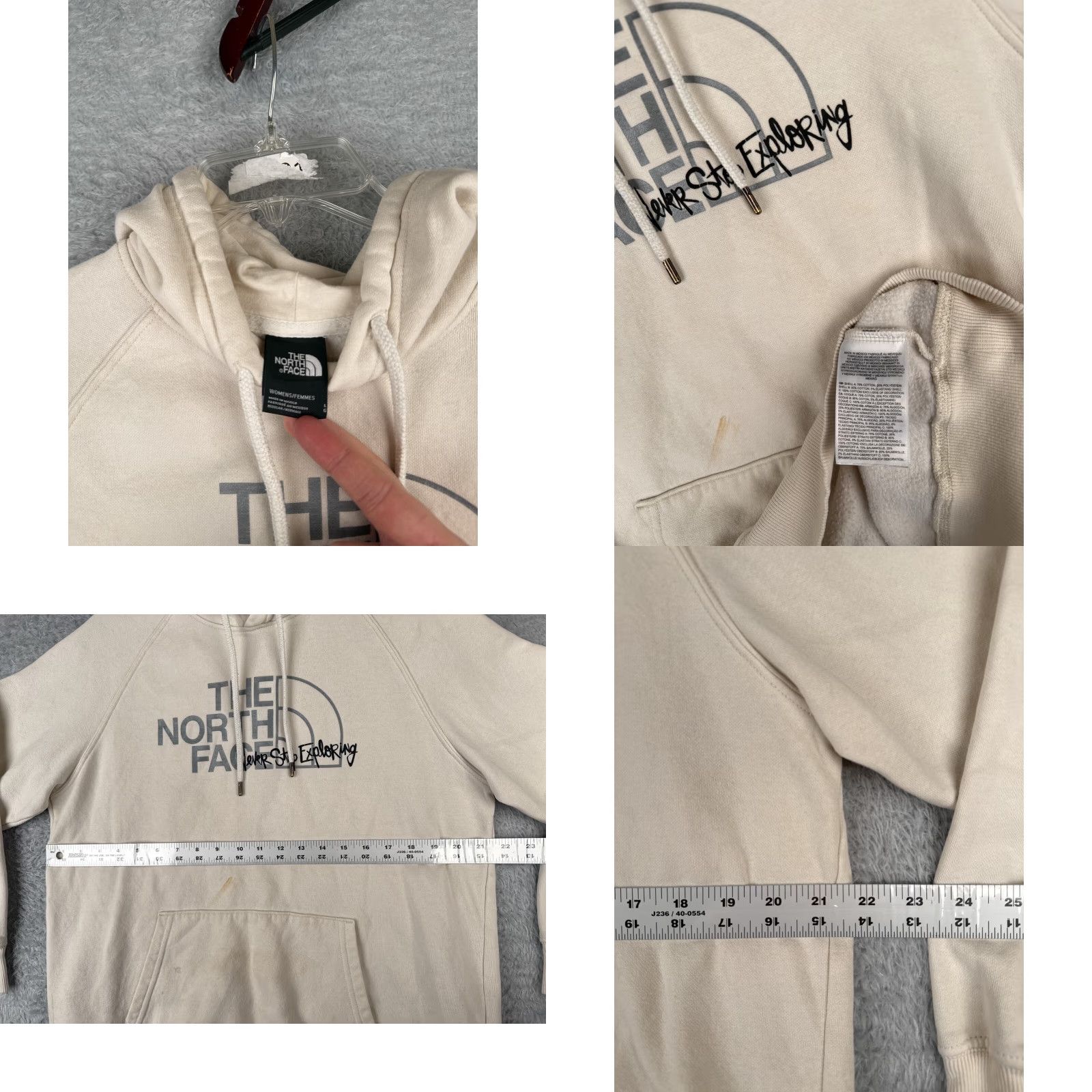 The North Face The North Face Hoodie Women L Beige Pullover Logo Front Pocket Regular Size Jersey Fabric READ Size L / US 10 / IT 46 - 8 Thumbnail