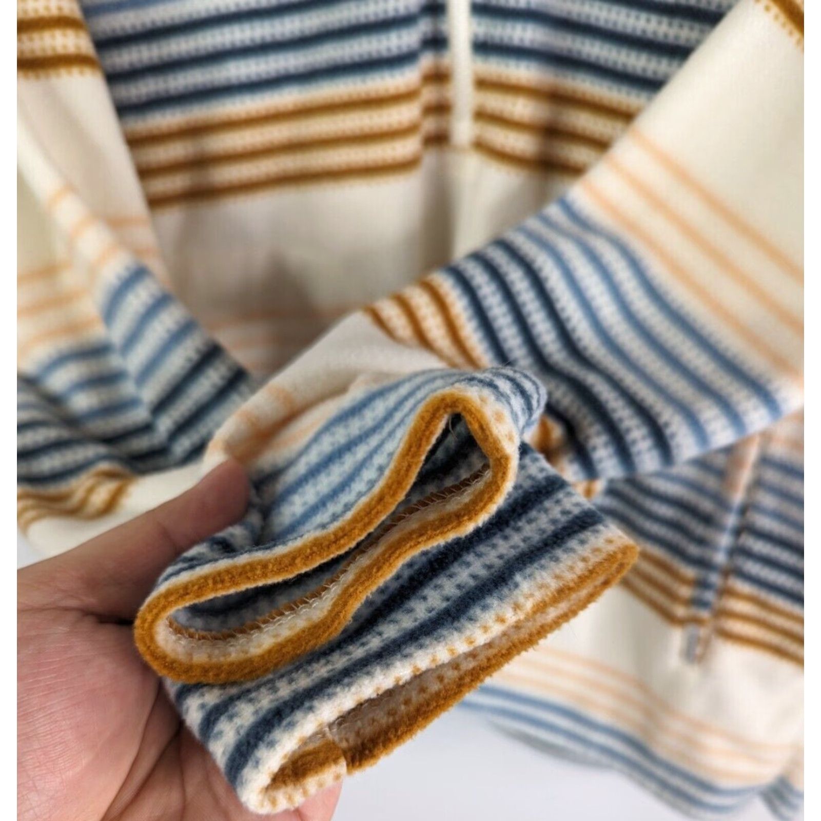 O'Neill VINTAGE O'Neill Hoodie Stripe Pullover Womens Medium Long Sleeve Half Zip Polar Fleece Size M / US 6-8 / IT 42-44 - 3 Thumbnail
