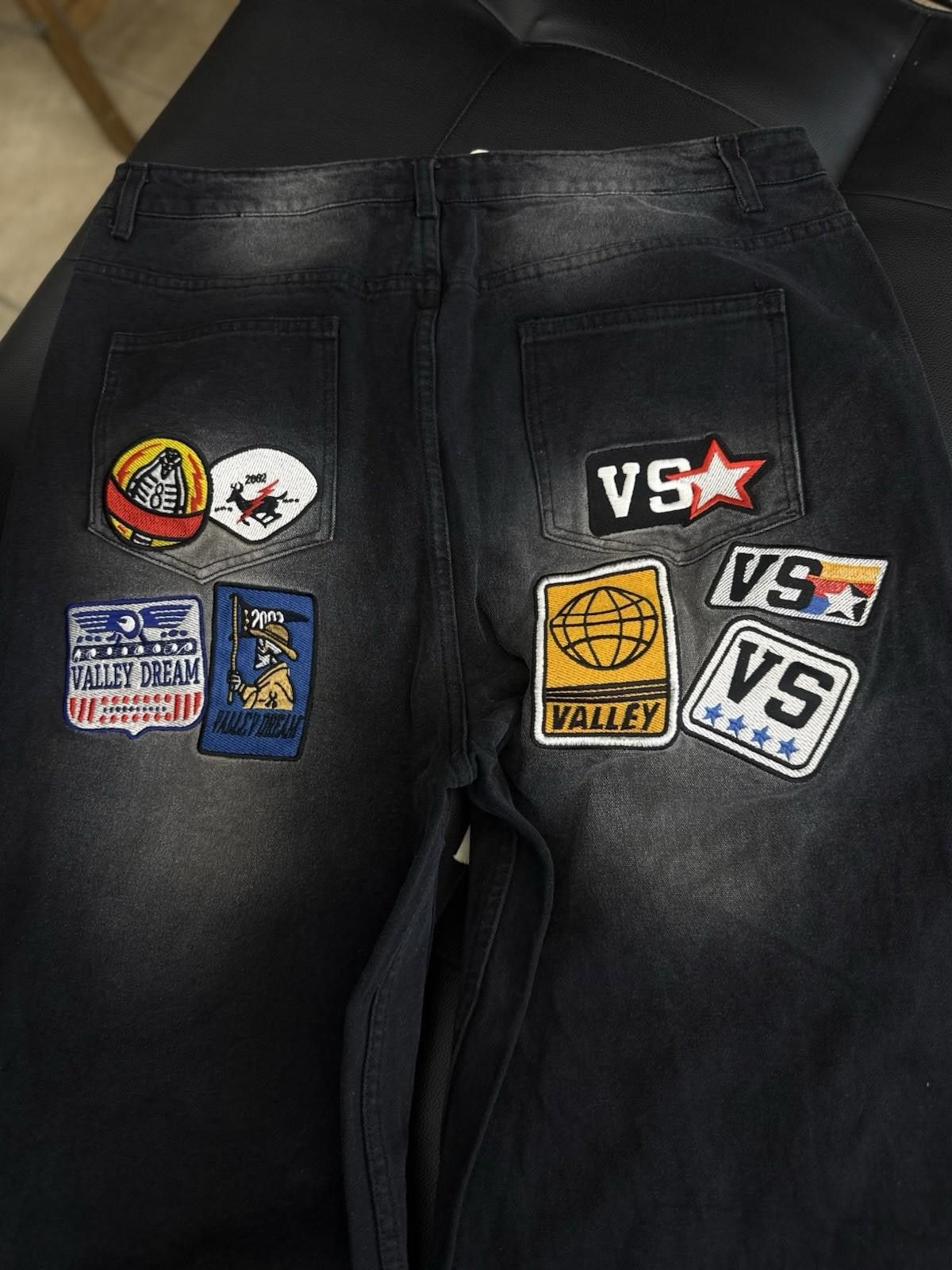 Vale Valley Baggy Patchwork Denim Black Jeans Size 32 (NEW) Size US 32 / EU 48 - 9 Thumbnail