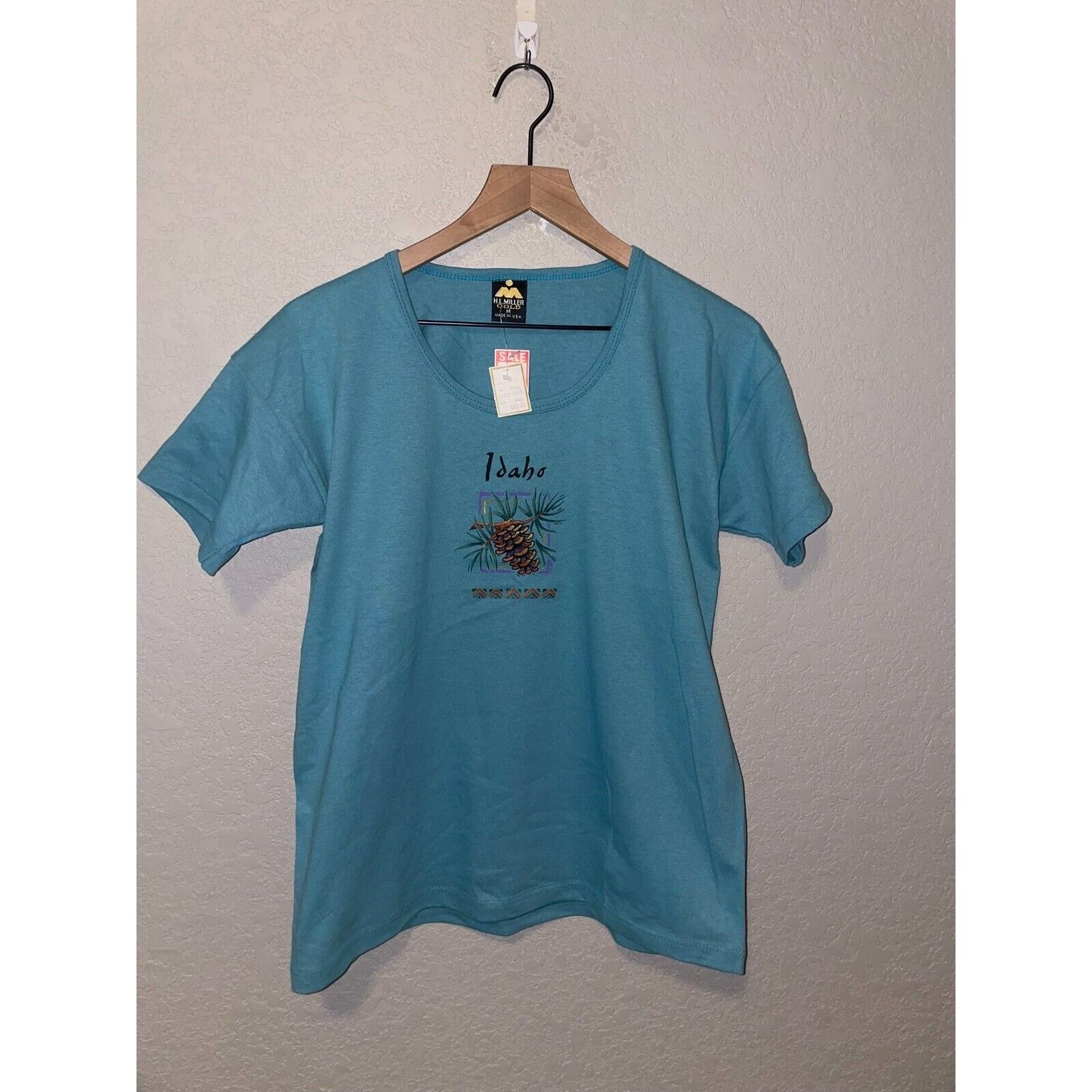 Vintage Womens Vintage Idaho Shirt Pinecone Fall Tree Teal Tee 90s M Size M / US 6-8 / IT 42-44 - 1 Thumbnail