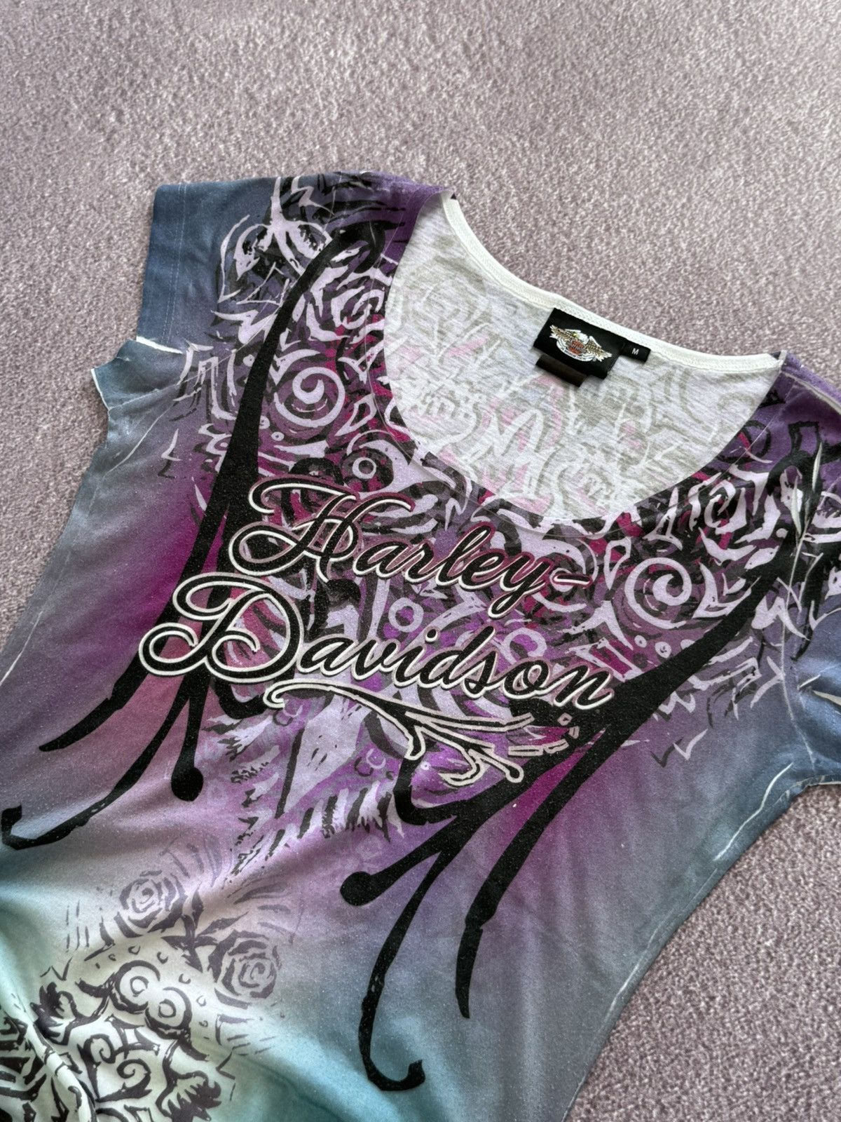 Harley Davidson Harley Davidson Cyber Grunge Y2K Glamour Print Crazy T-Shirt Size M / US 6-8 / IT 42-44 - 7 Thumbnail