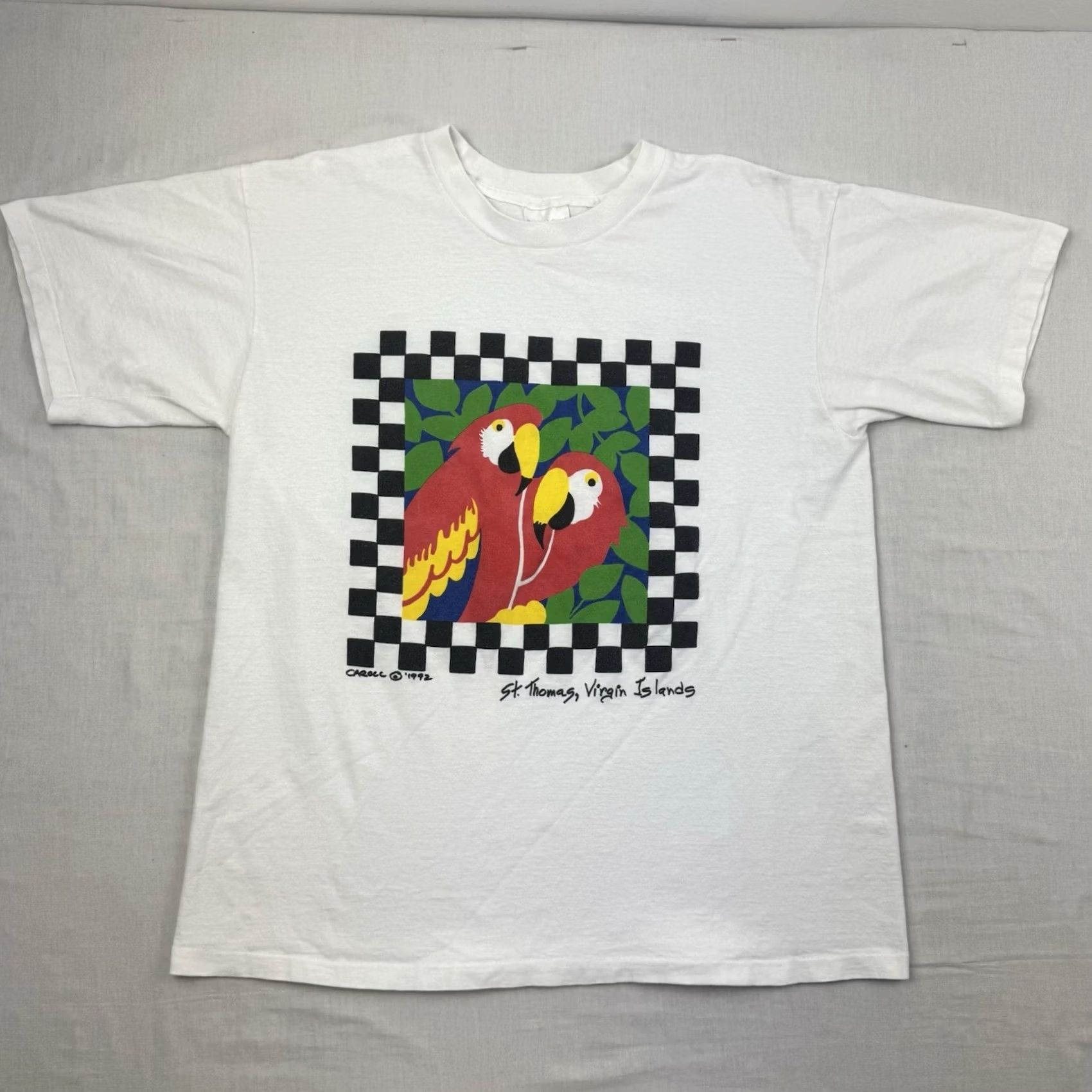 Vintage VINTAGE Down Island Traders Parrot Nature T Shirt Adult XL White Cotton 90s Tropical Forest Animals Mens Shirt XL Size US XL / EU 56 / 4 - 2 Thumbnail