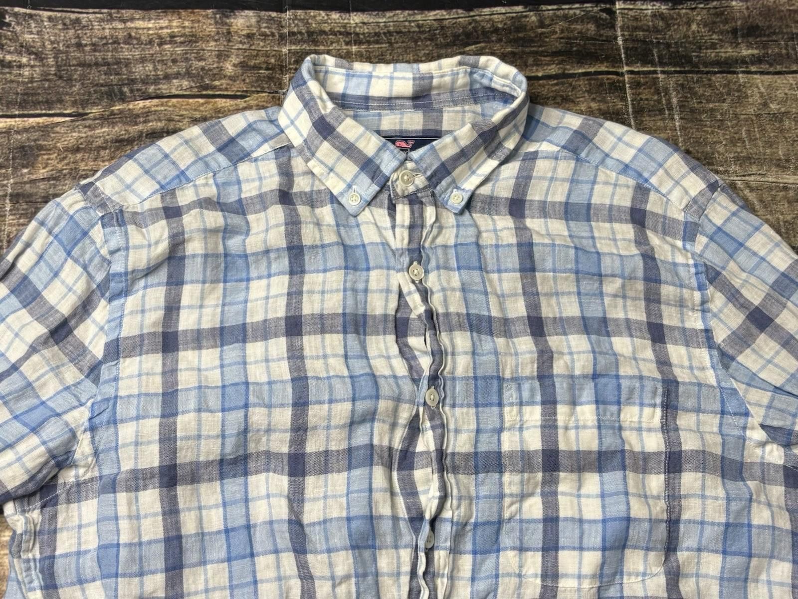 Vineyard Vines Vineyard Vines Shirt Mens Medium Linen Classic Murray Plaid Size US M / EU 48-50 / 2 - 4 Thumbnail