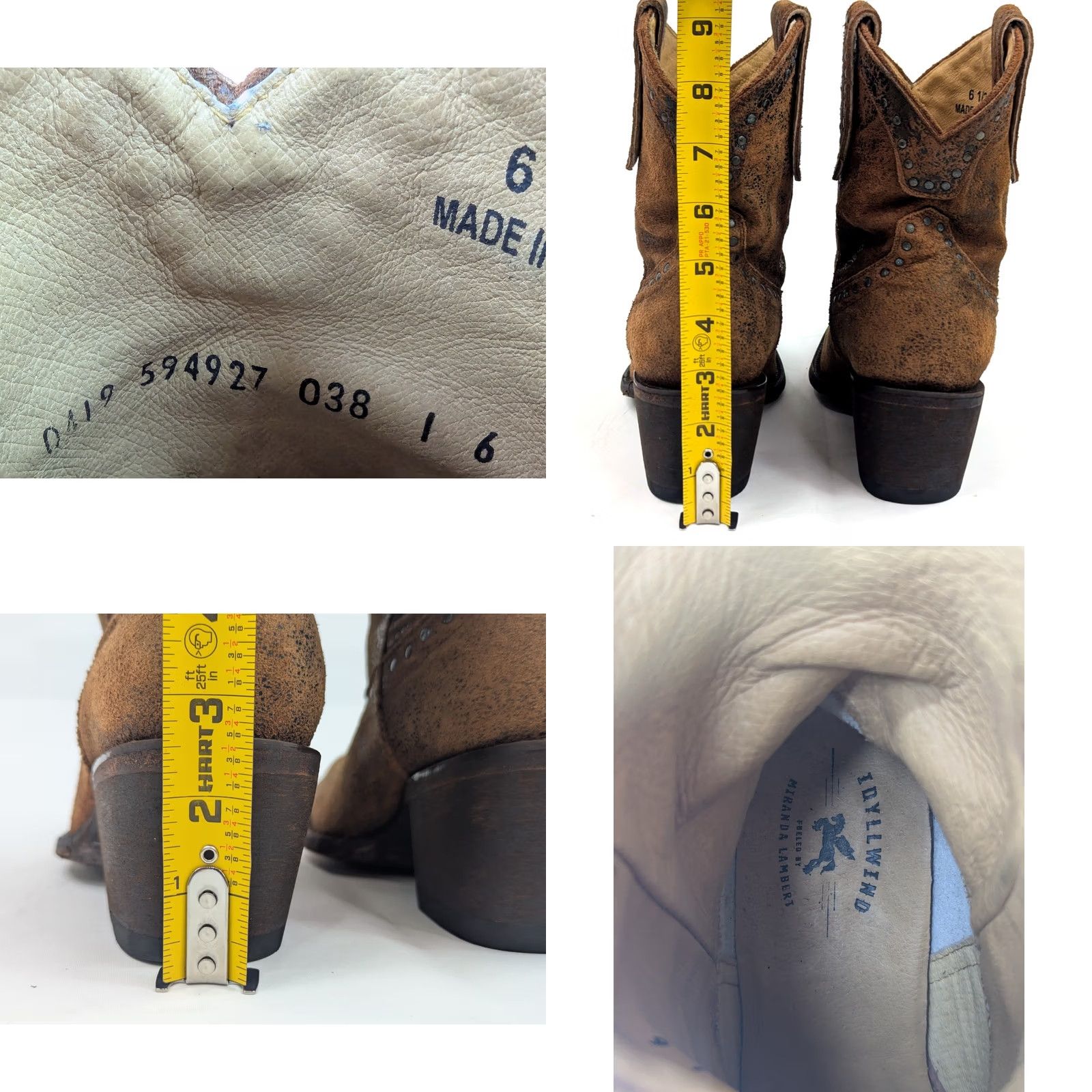 Vintage Idyllwind Miranda Lambert Wheels Western Ankle Boot Women 6.5B Brown Suede Boots Cowgirl, 6.5B, Brown, Suede Size US 7 / IT 37 - 8 Thumbnail