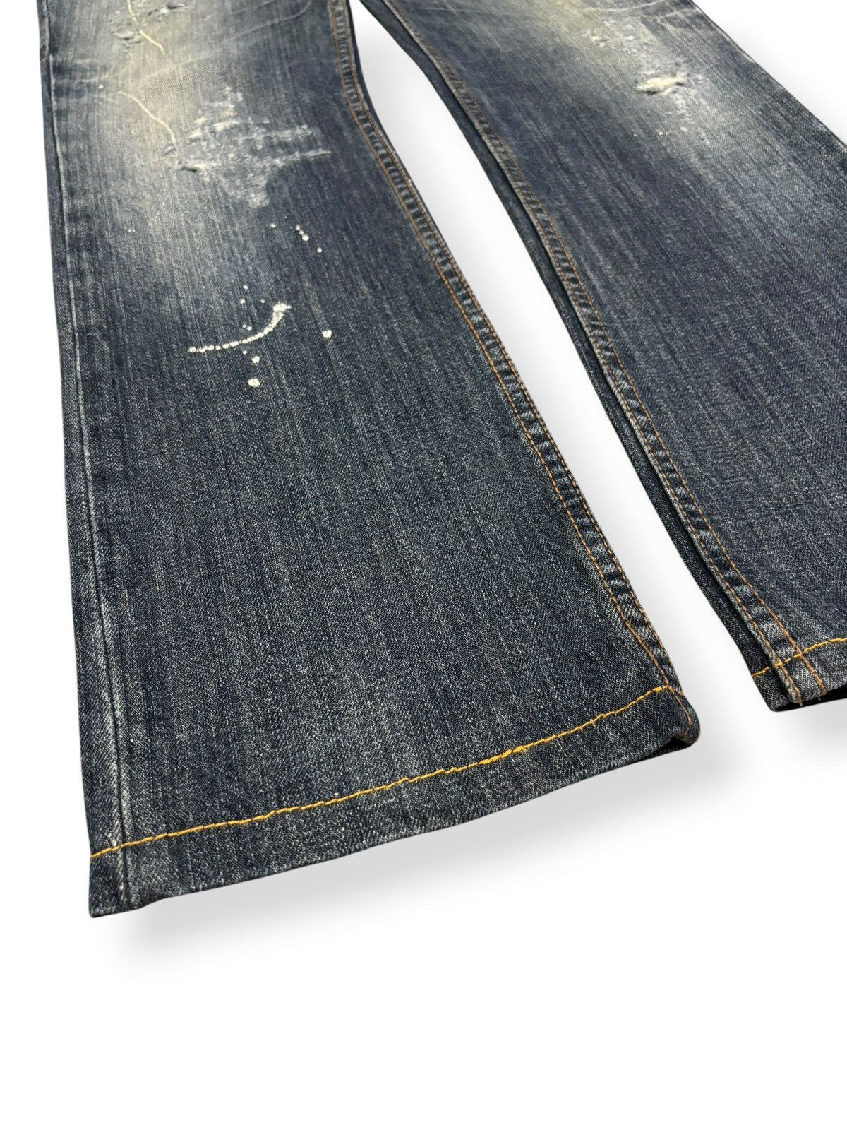 14th Addiction Vintage Steer Blue Whiskers Paint Splatter Distressed Jeans Size US 32 / EU 48 - 7 Thumbnail