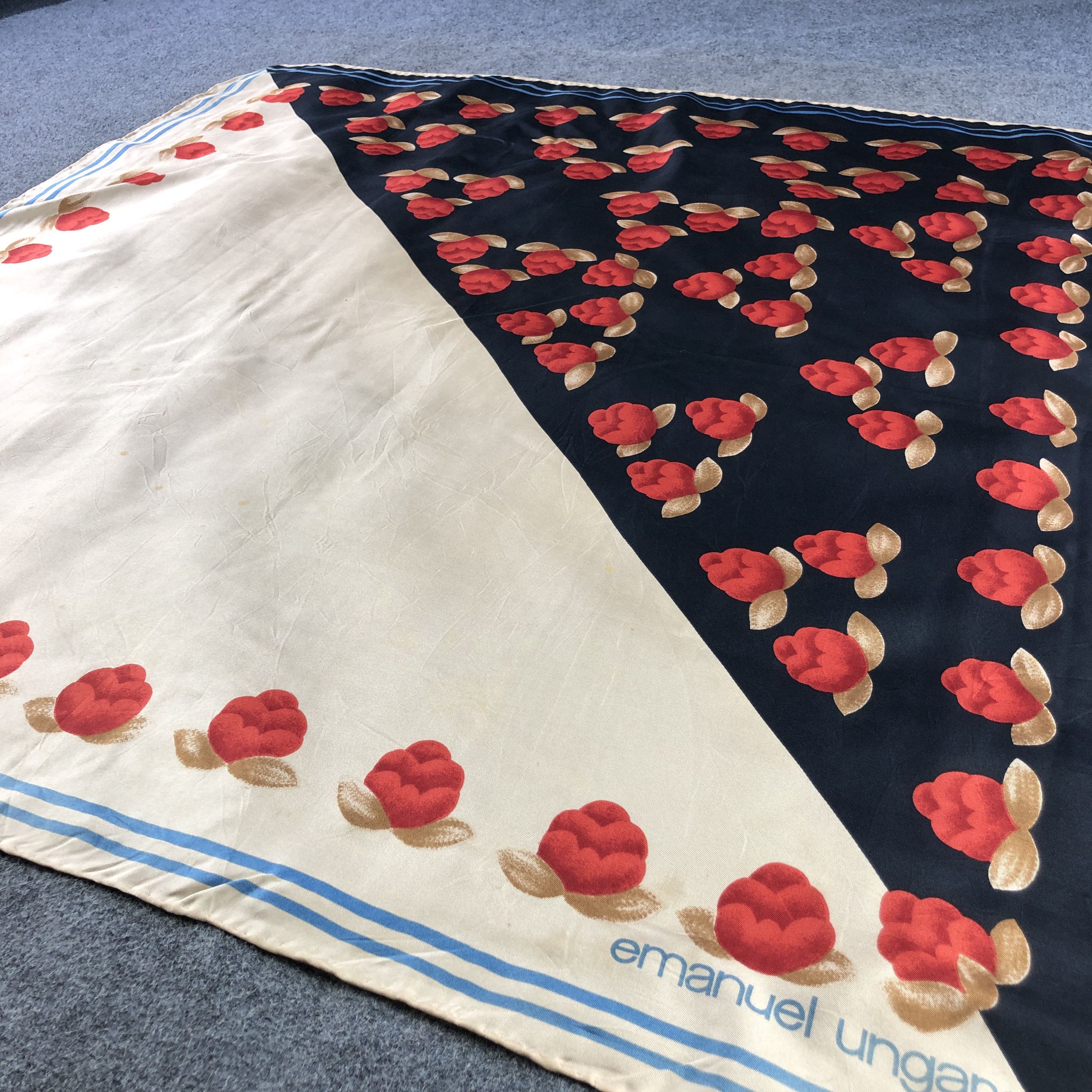 Emanuel Ungaro Emanuel Ungaro Floral Hand Rolled Silk Scarf M1055 Size ONE SIZE - 3 Thumbnail
