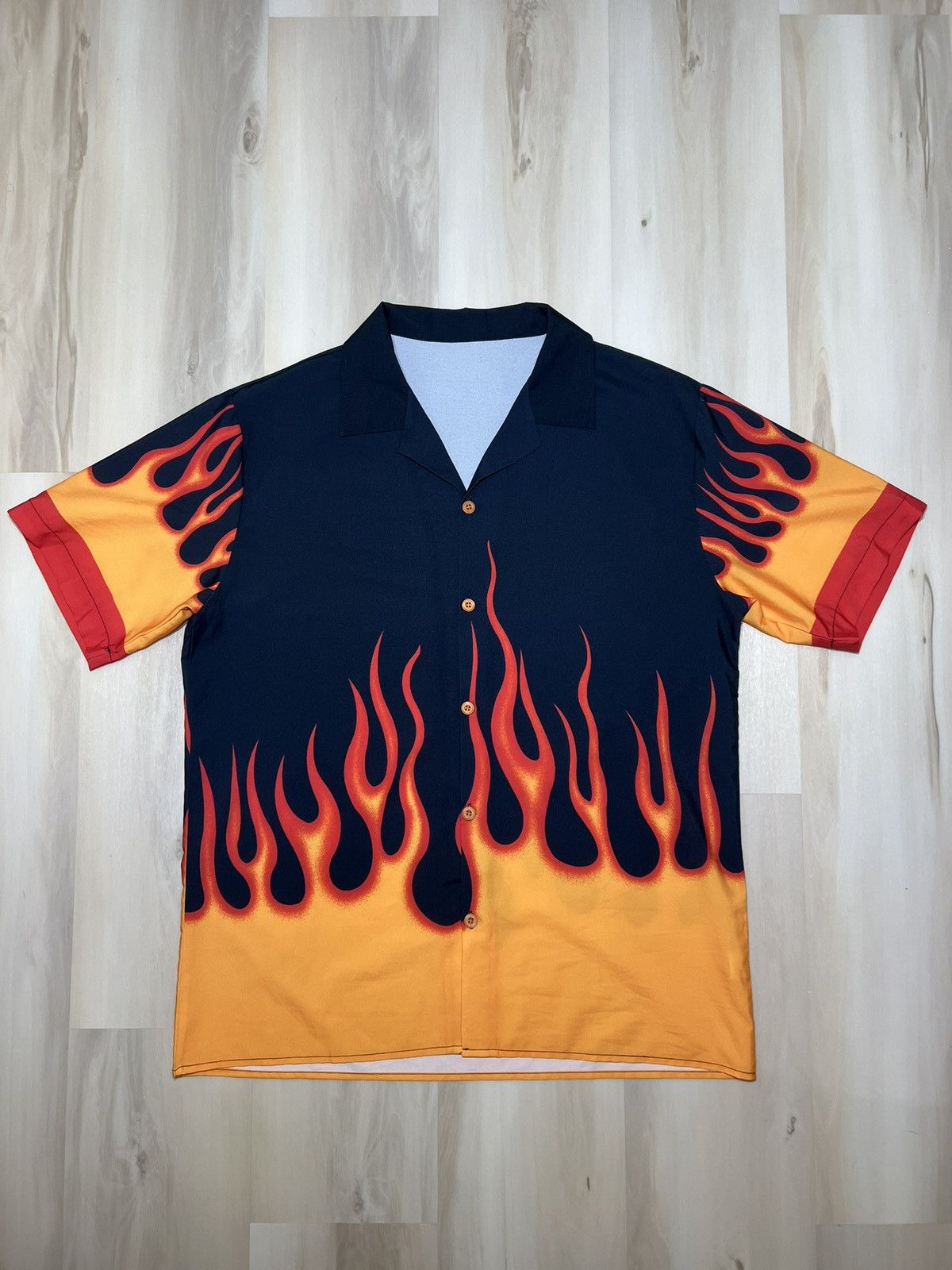 Other VTG Y2K Flame Shirt Mens M Fire Print Rockabilly Hawaiian Size US M / EU 48-50 / 2 - 1 Thumbnail