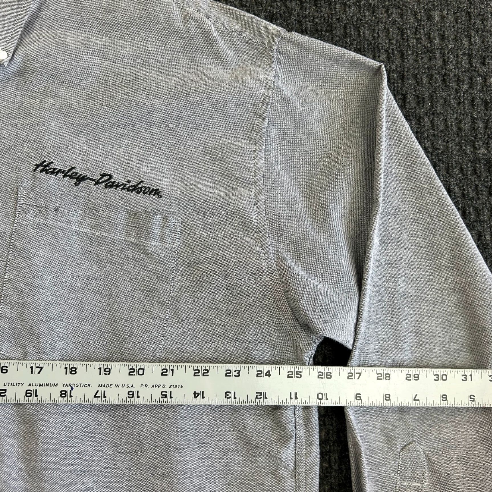Harley Davidson VINTAGE Harley Davidson Shirt XL Gray Chambray Button-Up Embroidered Long Sleeve Mens Size US XL / EU 56 / 4 - 7 Thumbnail