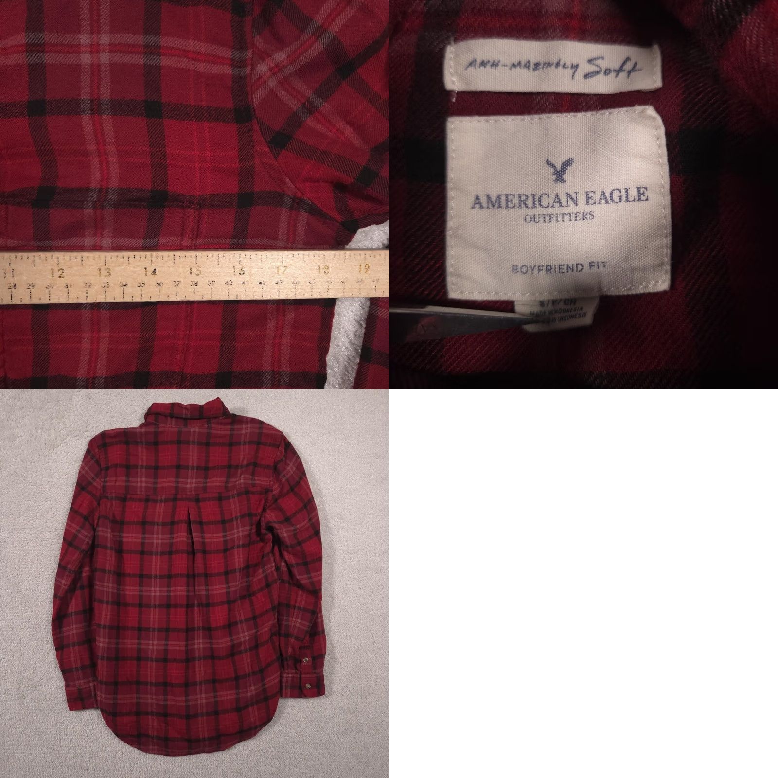 American Eagle Outfitters VINTAGE American Eagle Outfitters Shirt Womens Small Red Plaid Button Front Flannel Top Size S / US 4 / IT 40 - 8 Thumbnail