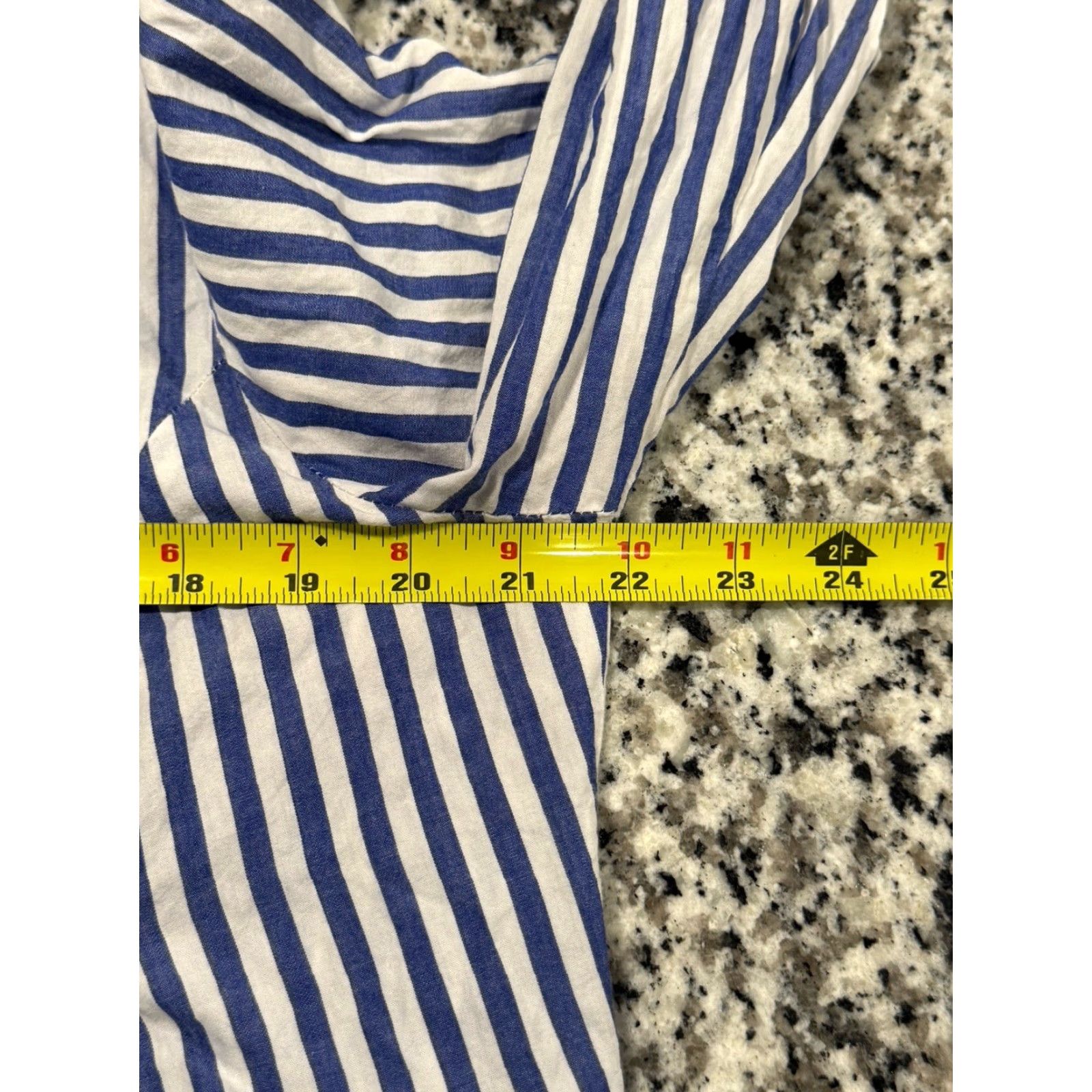 Vintage Pomander Place Plus Size Mini Dress Blue White Stripe Cotton A-Line Long Sleeve V-Neck Womens 2XL Size XXL / US 16-18 / IT 52-54 - 4 Thumbnail