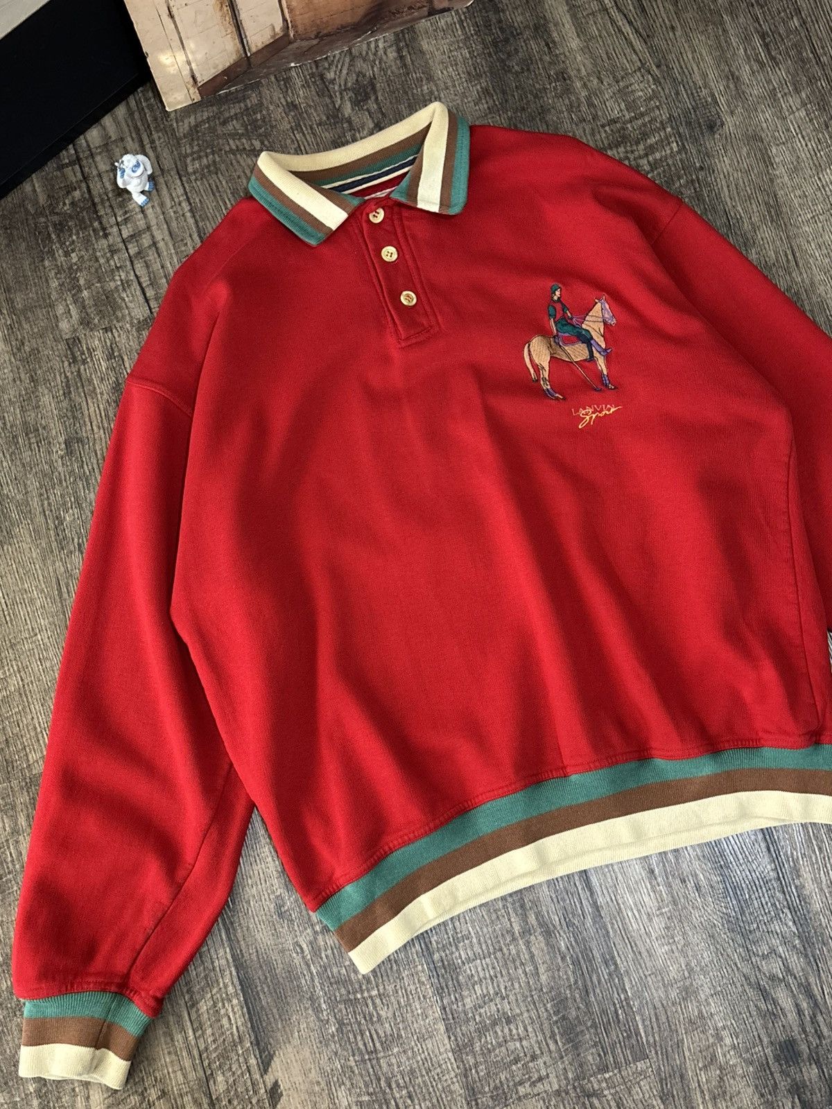 Lanvin True Vintage Lanvin Sport Designer Quarter Button Sweatshirt Size US L / EU 52-54 / 3 - 5 Thumbnail