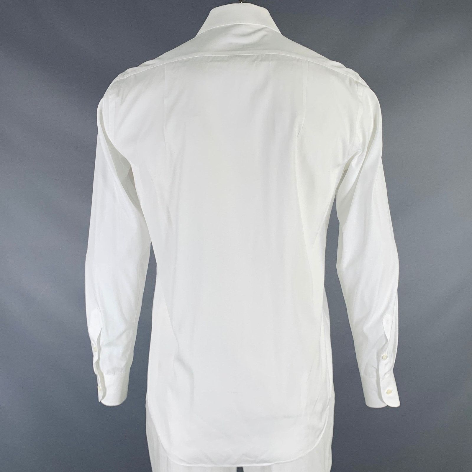 Barneys New York Size L White Cotton Spread Collar Long Sleeve Shirt Size US L / EU 52-54 / 3 - 3 Thumbnail
