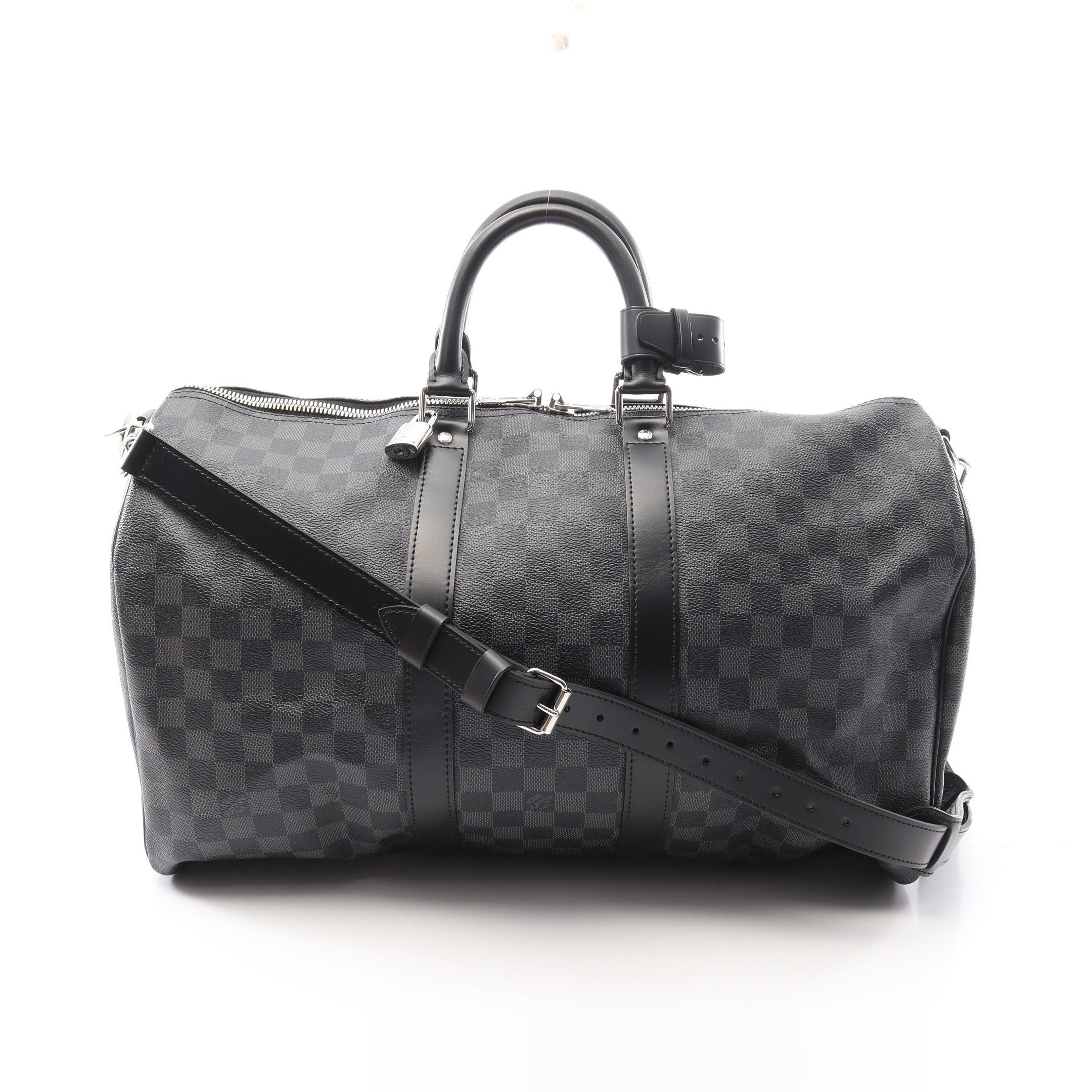 Louis Vuitton Louis Vuitton Keepall 45 Damier Graphite Boston Bag Leather Black Size ONE SIZE - 1 Thumbnail