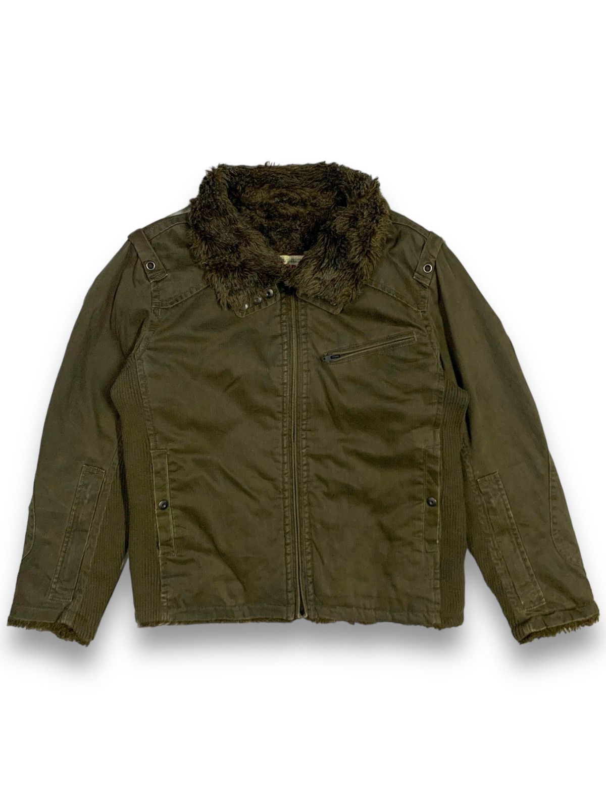 14th Addiction Vintage Chevignon Canvas Sherpa Fur Lined Punk Style Jacket Size US L / EU 52-54 / 3 - 1 Thumbnail