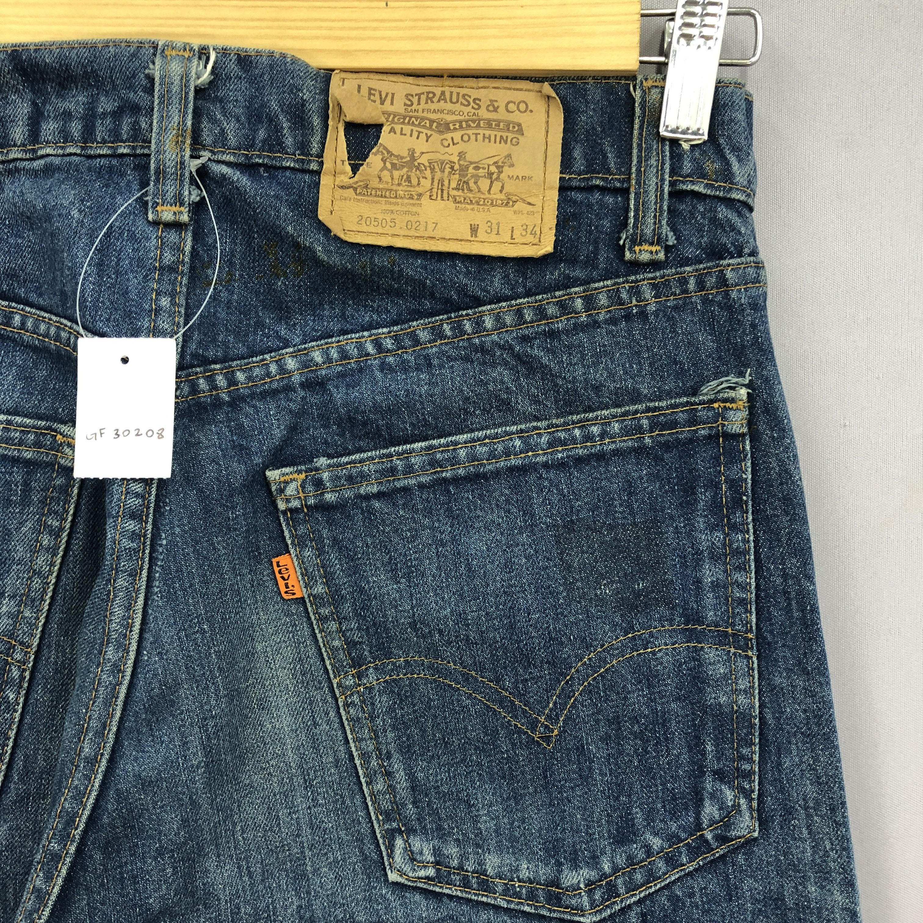 Vintage 80s Levis 505 Jeans Levis Orange Tab #8 Button Denim