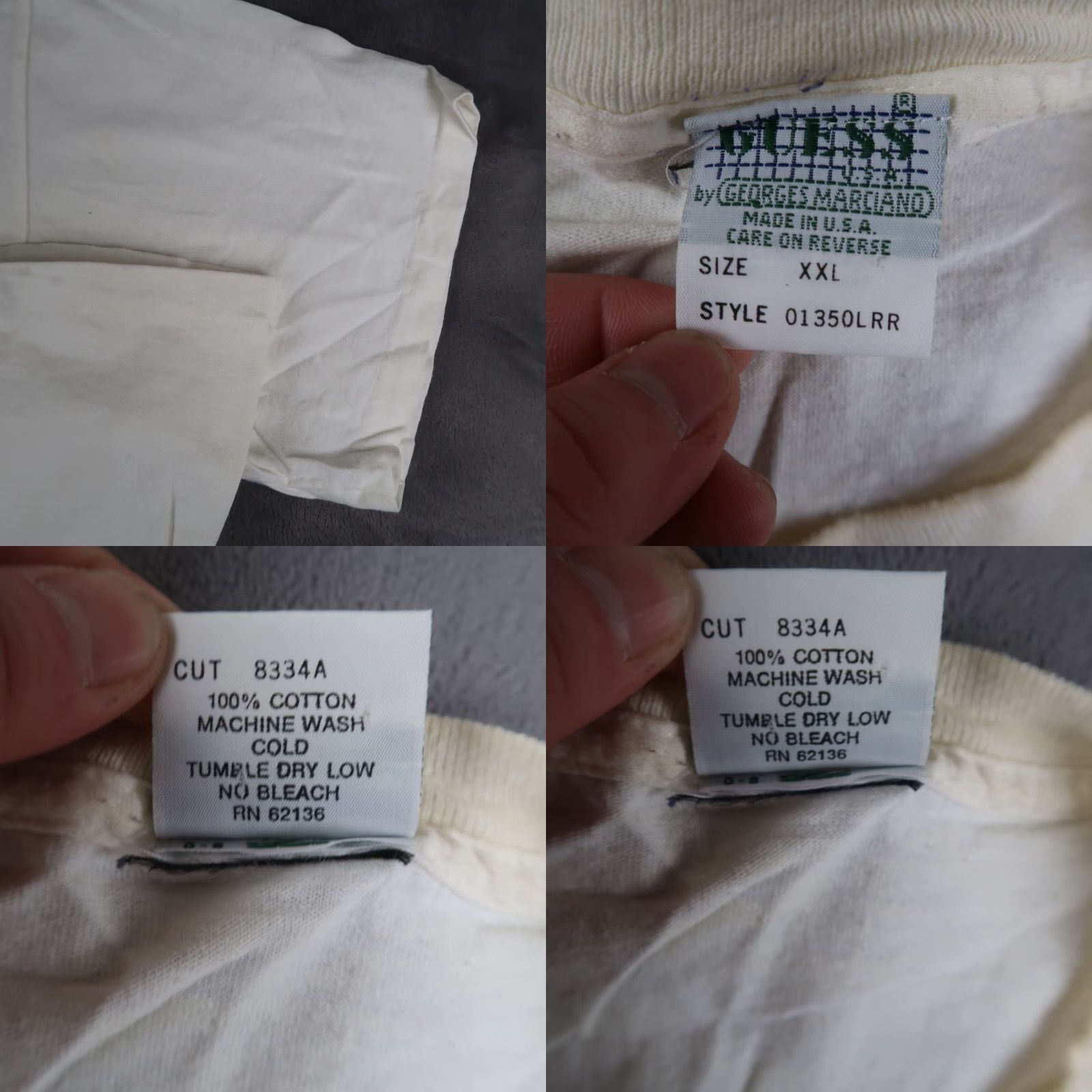Guess VINTAGE Guess White 2XL T-Shirt Logo 90s Crew Neck Short Sleeve Men’s Cotton United States Logo Graphic Print 1990s 2XL Mens Size US XXL / EU 58 / 5 - 9 Thumbnail