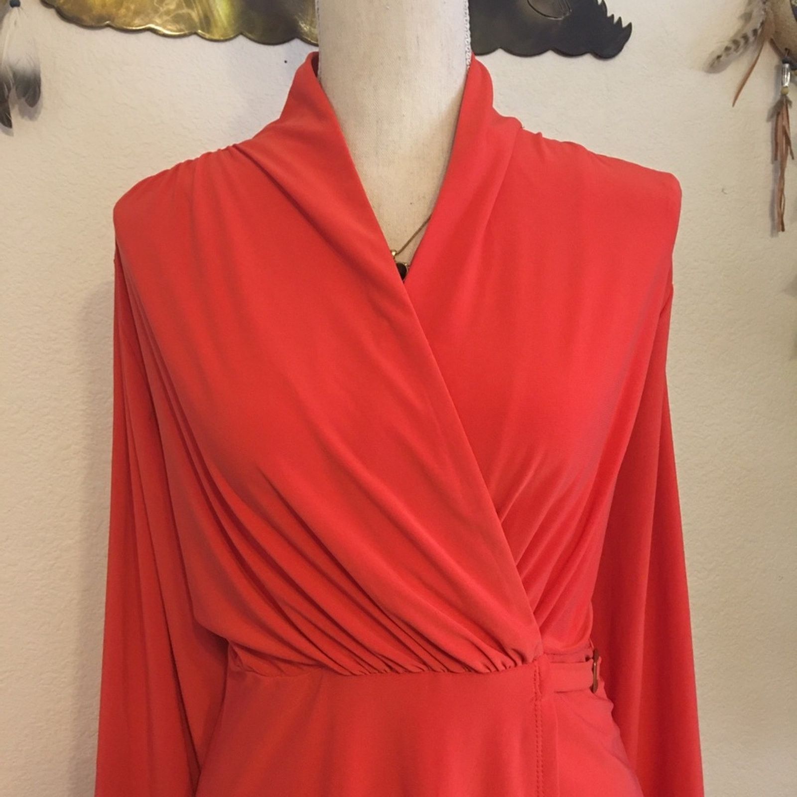 Designer CSC Studio coral wrap front Tunic Top dress NWT XL Size XL / US 12-14 / IT 48-50 - 2 Thumbnail