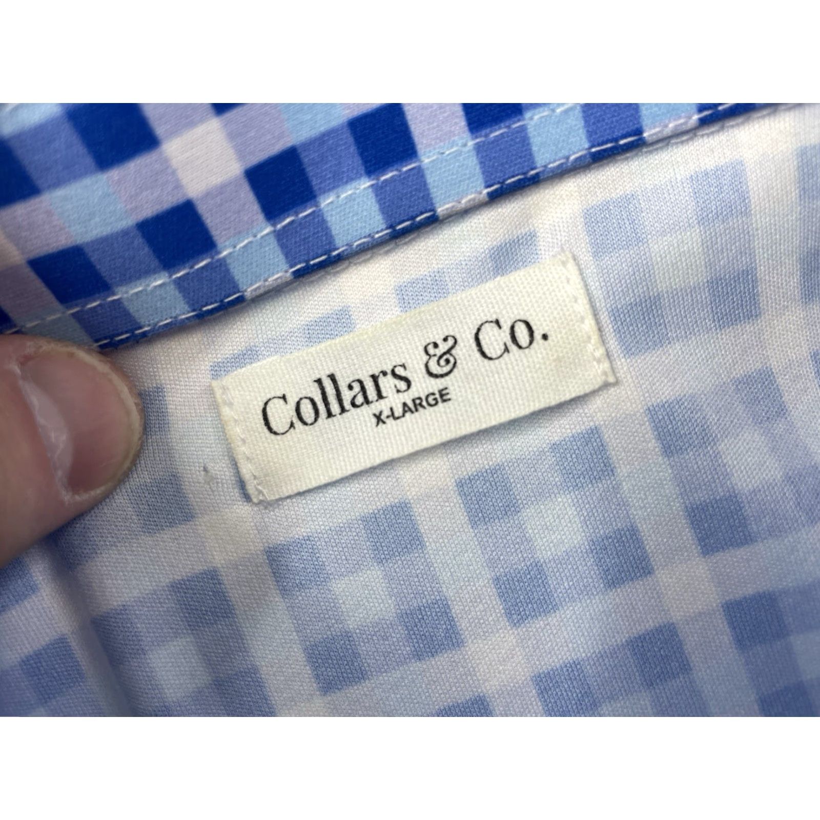 CO Collars & Co Polo Shirt Mens XL Blue Check Performance Collared Business Size US XL / EU 56 / 4 - 3 Thumbnail