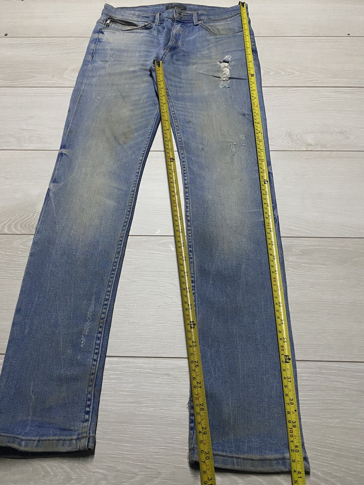 Rhude × Zara Vintage Zara Denim Distressed Studed Skinny Jeans Size US 30 / EU 46 - 14 Thumbnail