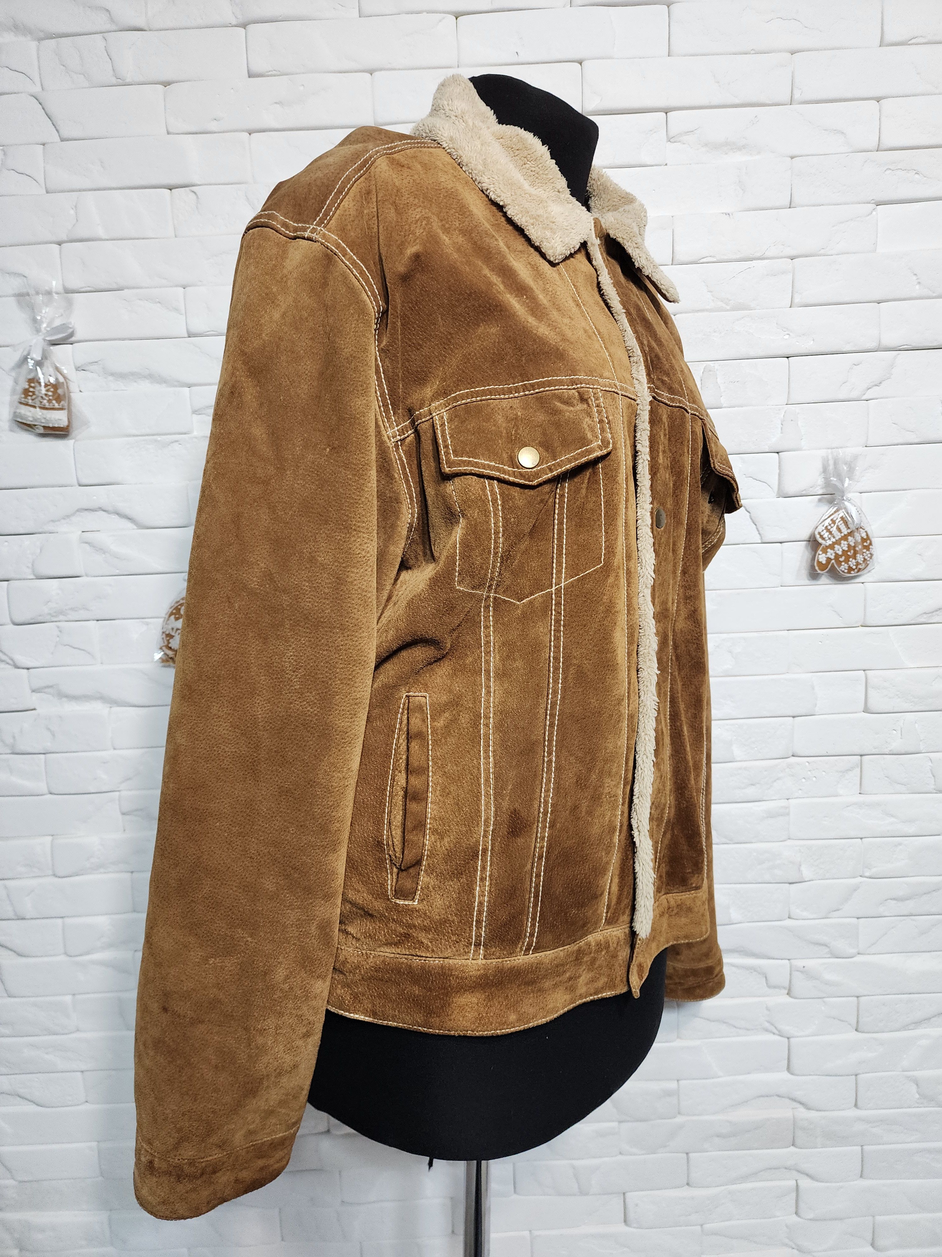 Other Men's Suede Denim Style Jacket: Faux Fur Insulation, Size US L / EU 52-54 / 3 - 3 Thumbnail
