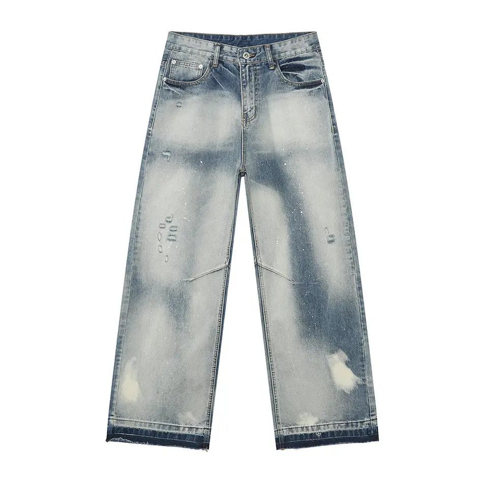 Japanese Brand Retro loose straight leg fringed jeans Size US 32 / EU 48 - 5 Thumbnail