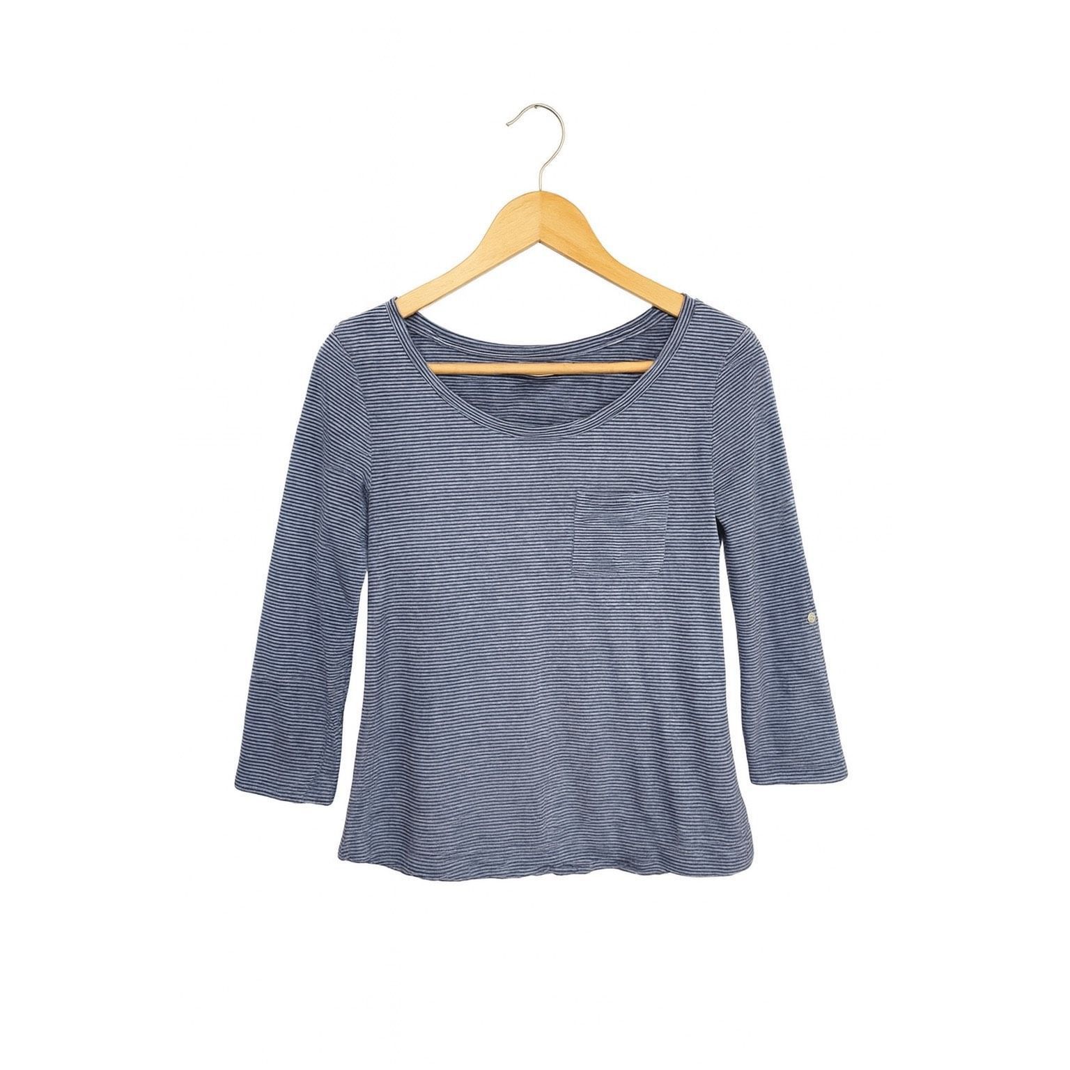 Chicos Chico’s Women’s Size 1 (US 8) Blue White Striped Cotton Top Size M / US 6-8 / IT 42-44 - 2 Thumbnail
