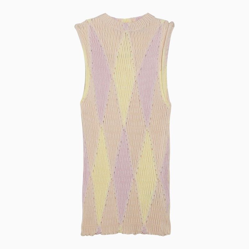 image of Burberry Argyle Sweater In Silk And Cotton in Pink, Women's (Size Small)