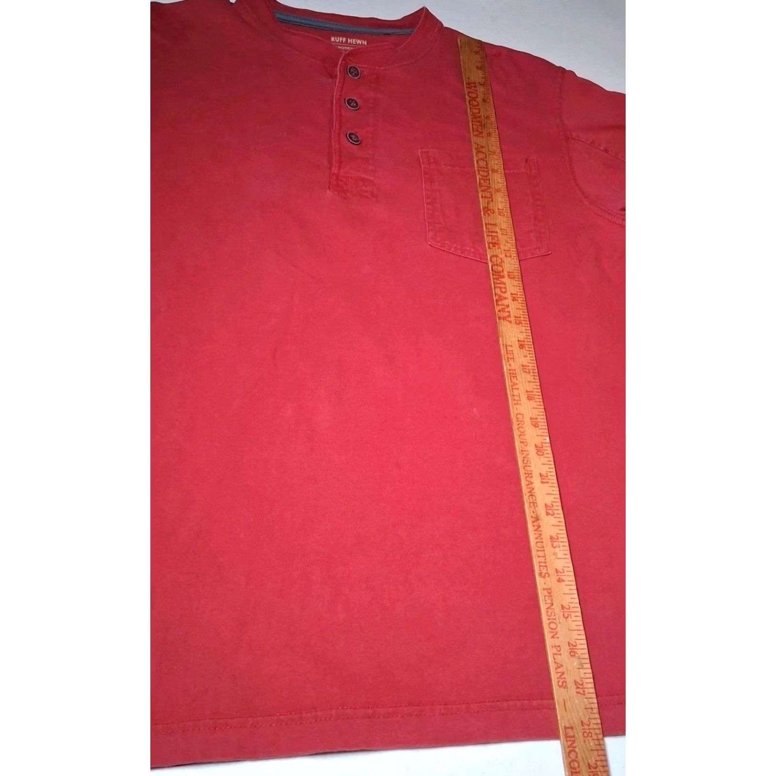 Vintage Ruff Hewn Henley Shirt Men L Rust Orange Pocket Work Shirt Long Sleeve Button-Up Knit Cotton Size US L / EU 52-54 / 3 - 5 Thumbnail
