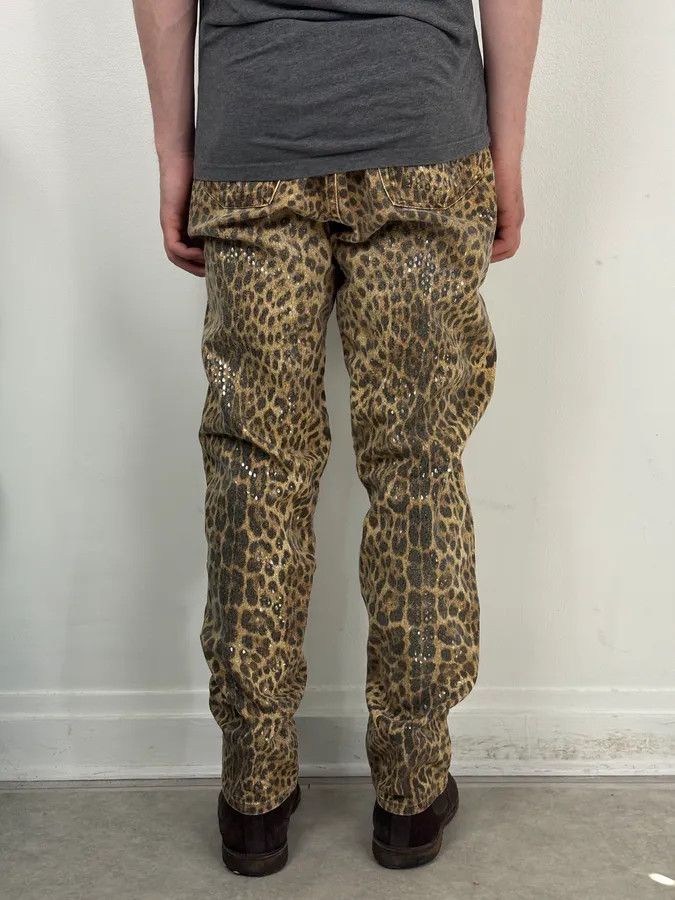 Roberto Cavalli 1990s Roberto Cavalli Brown Leopard Print Glitter Pants Size 27" / US 4 / IT 40 - 4 Thumbnail
