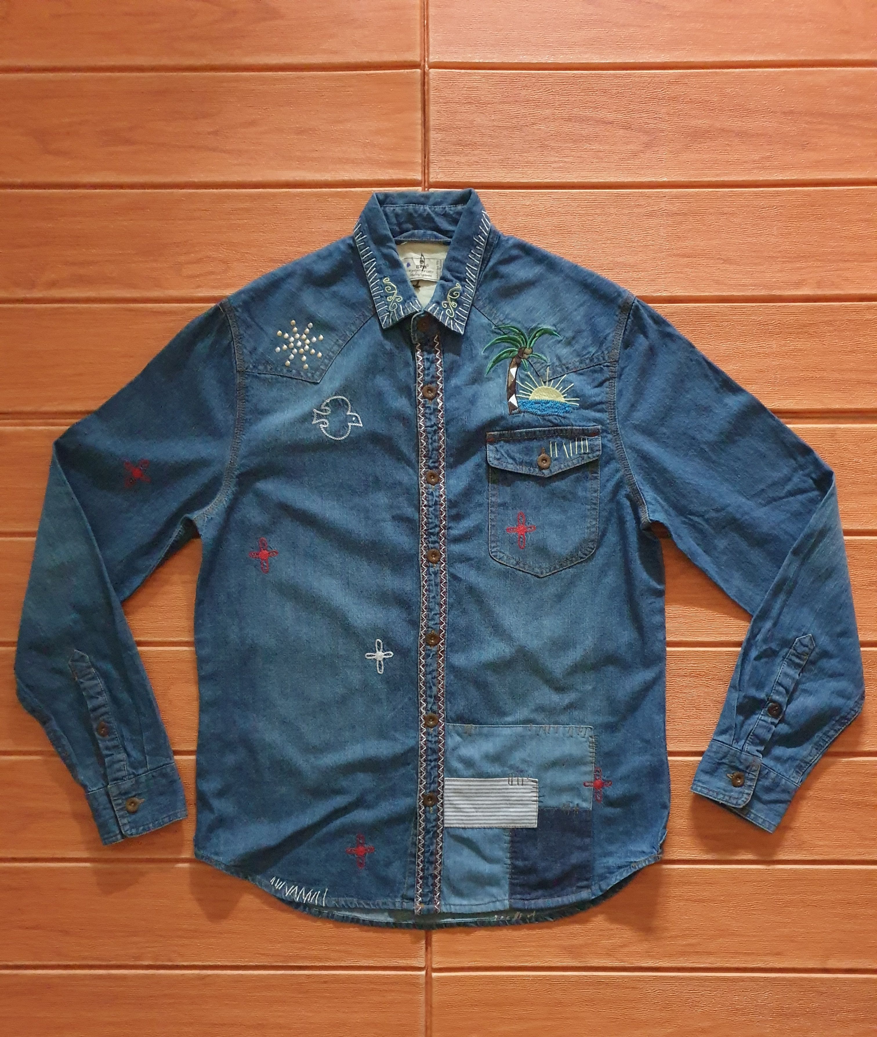 GRN Grn shashiko patchwork shirt Size US M / EU 48-50 / 2 - 1 Thumbnail