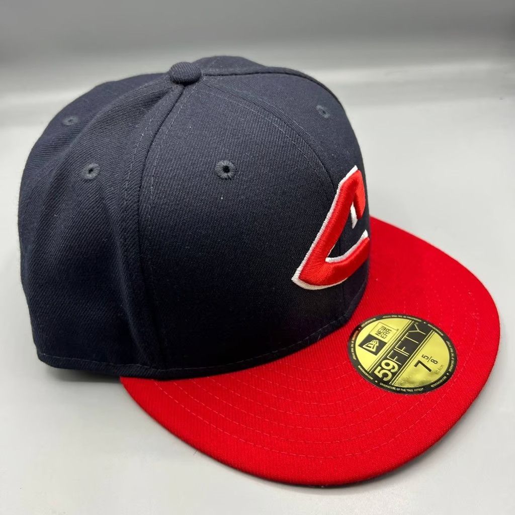 New Era Cleveland Indians Guardians Hat Men 7 5/8 Navy Fitted Cap Size ONE SIZE - 3 Thumbnail