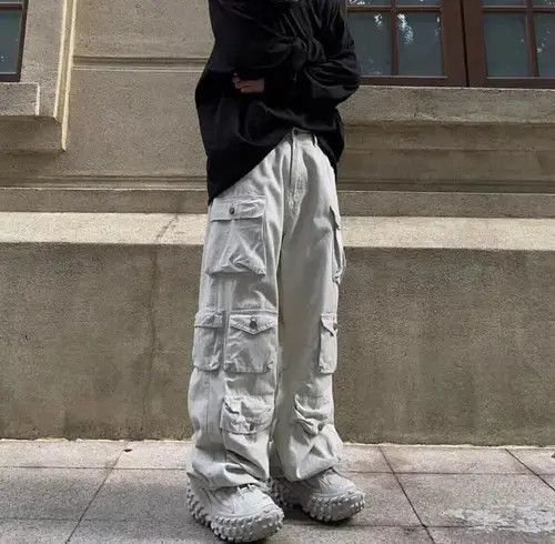 Japanese Brand × Vintage Retro multi-pocket loose wide-leg cargo trousers Size US 32 / EU 48 - 4 Thumbnail