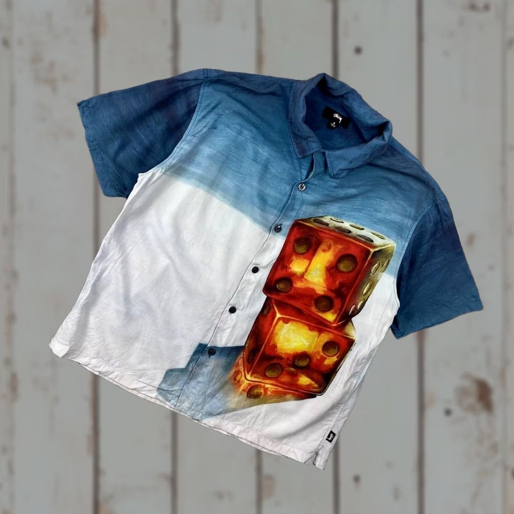 Vintage Stussy Dice Painting Shirt Buttons Big Logo Men Size S Blue Size US S / EU 44-46 / 1 - 1 Thumbnail
