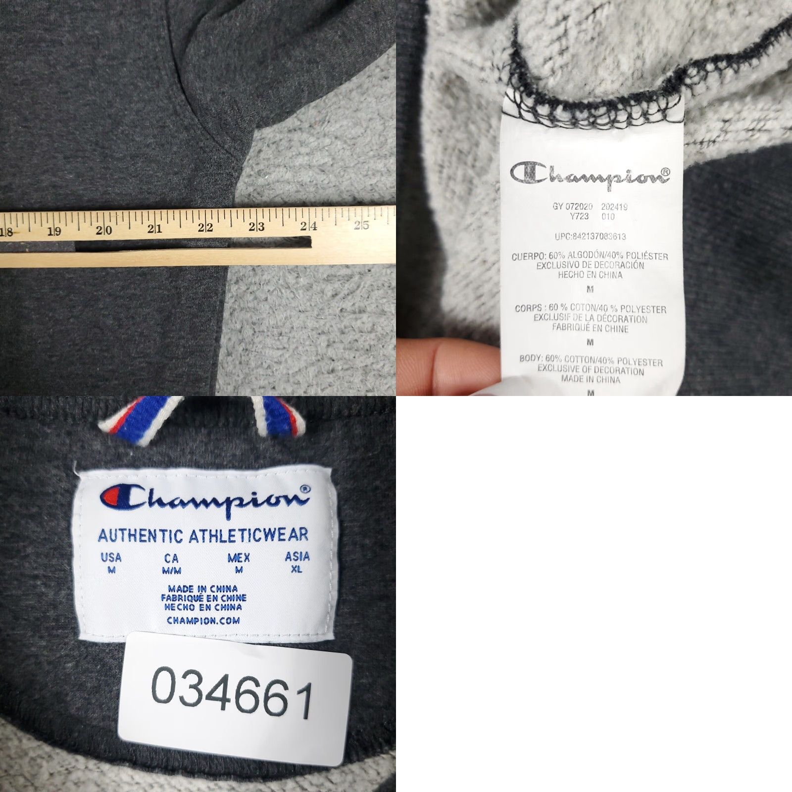 Champion Champion Mens Medium Gray Casual Pullover Sweatshirt Size US M / EU 48-50 / 2 - 8 Thumbnail
