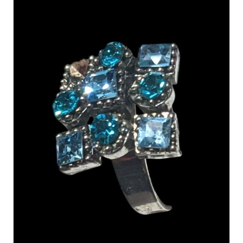 Other Vintage Blue And Silver Tone Signed Adjustable Statement Rin Size ONE SIZE - 13 Thumbnail